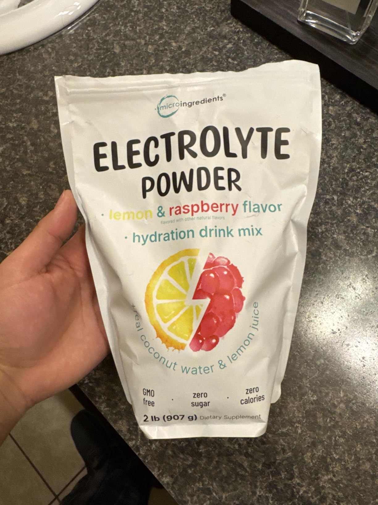 Micro Ingredients Electrolyte Powder, 2 lbs (139 Servings) | Lemon Raspberry Flavor | High Potassium (1,000mg) + Coconut Water & Real Lemon Juice | No Sugar, Keto Friendly | Non-GMO customer photo 1