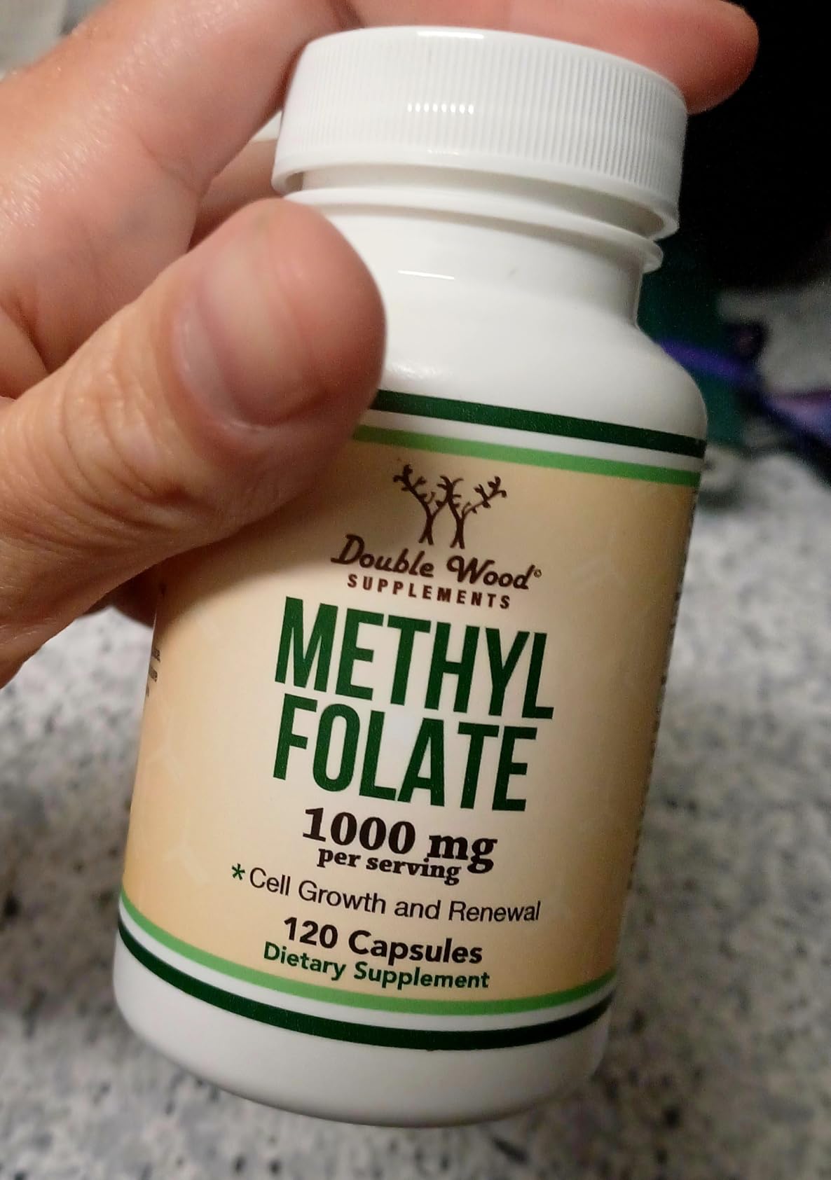 Methylfolate 1,000mcg, 120 Capsules (Third Party Tested Methyl Folate Supplement) Methylated Folate by Double Wood customer photo 2