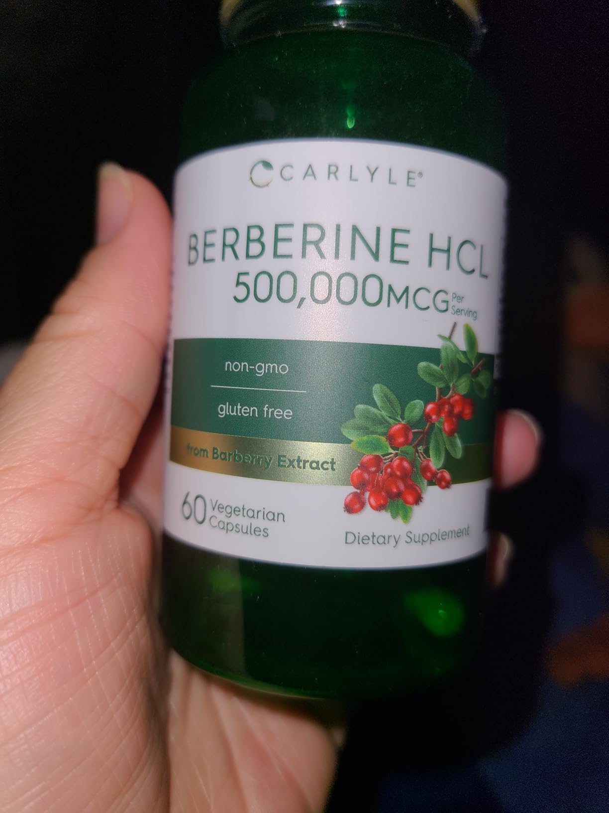 Carlyle Berberine HCL Supplement | 500,000mcg | 60 Capsules | Vegetarian, Non-GMO, Gluten Free customer photo 1