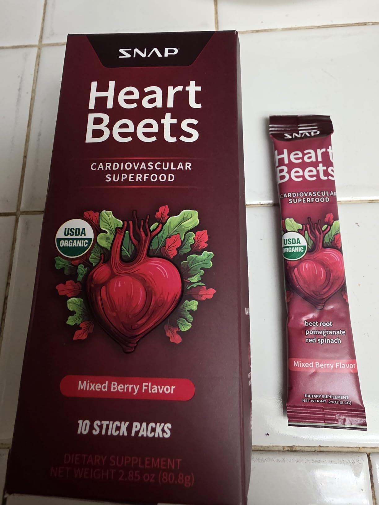 Snap Supplements Heart Beets, Organic Beet Root Powder, Cardiovascular Support Supplement for Men & Women, Beets, Pomegranate, B Vitamins & Red Spinach, Heart Health Support, 30 Servings, Mixed Berry customer photo 1
