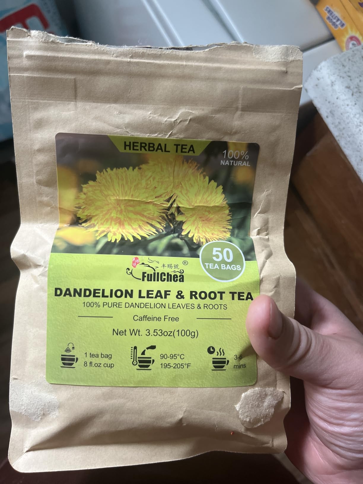 FullChea - Dandelion Leaf & Root Tea Bags, 50 Teabags, 2g/bag - Natural Dandelion Herbal Tea for Liver & Kidney Health - Non-GMO - Caffeine-free - Support Digestion & Boost Immune System customer photo 1