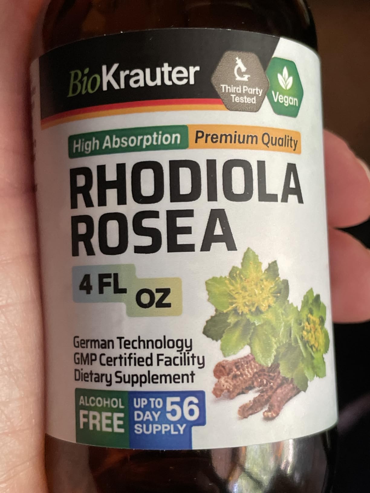 BIO KRAUTER Rhodiola Rosea for Calm & Sleep Support - Vegan Rhodiola Rosea Supplement for Mood Support - Natural Calm Drops for Relaxation, 4 Fl.Oz 56-Day Supply, Alcohol & Sugar Free customer photo 1