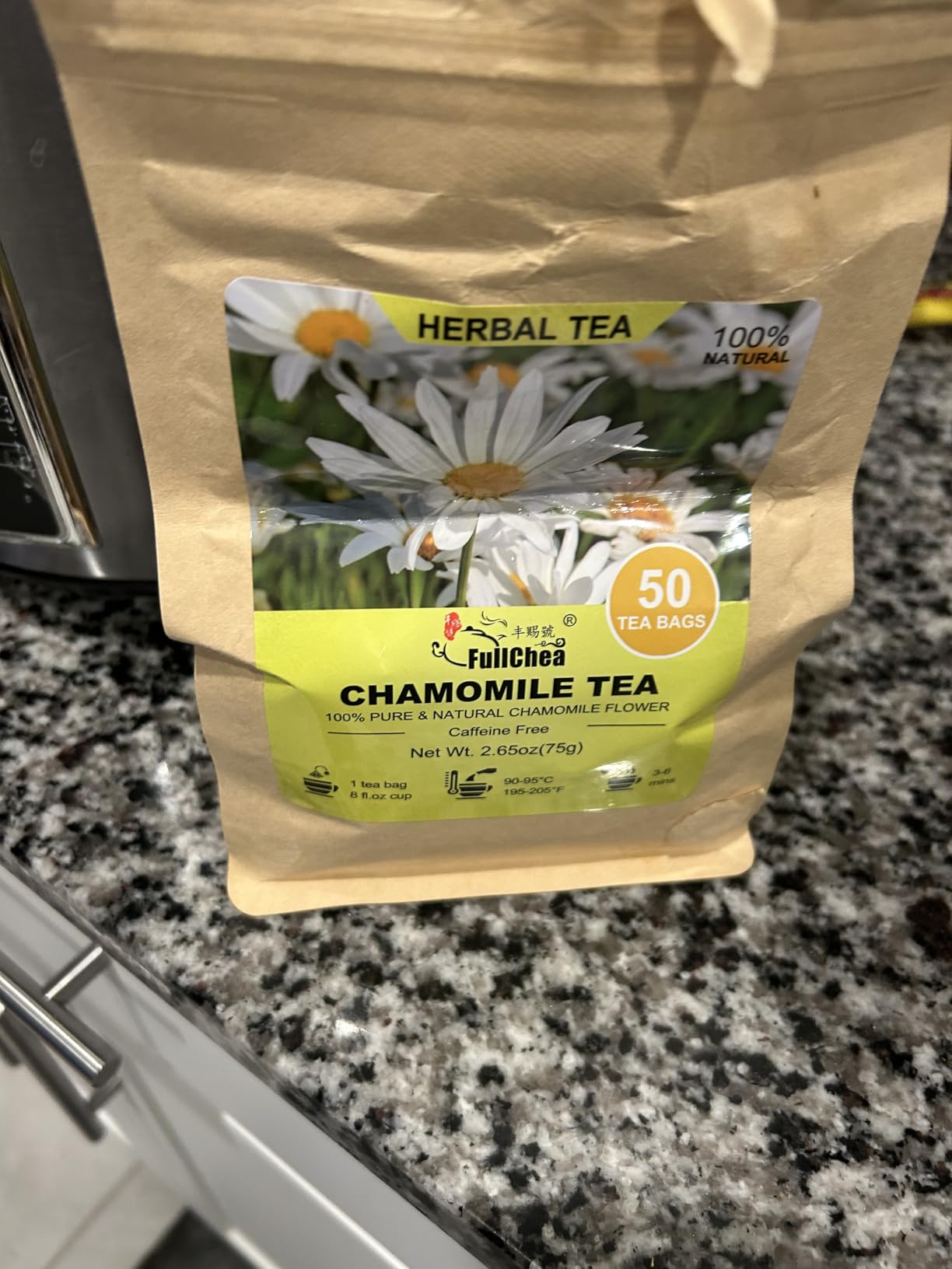 FullChea - Chamomile Tea bags, 50 Teabags, 1.5g/bag - Pure & Natural Chamomile Flower Herbal Tea for Relaxation - Non-GMO - Caffeine-free - Support Digestion & Boost Immune System customer photo 2