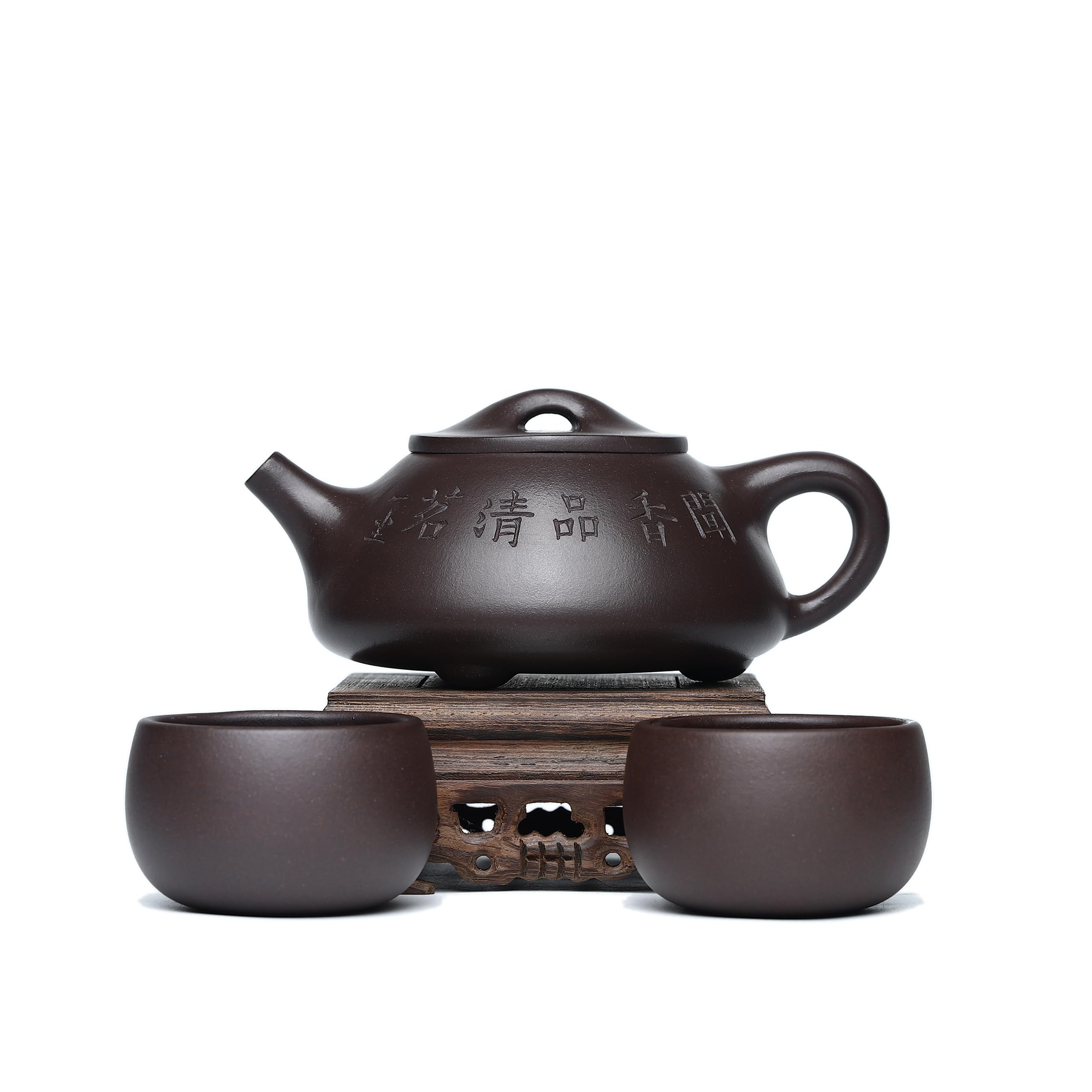 Zisha Teapot Set, Chinese Yixing Clay Handmade infuse Tea Pot 9.5 Oz/280 cc with 2 Teacups, Masterpiece Kungfu Tea Set -fineShipiao, Purple Clay customer photo 1