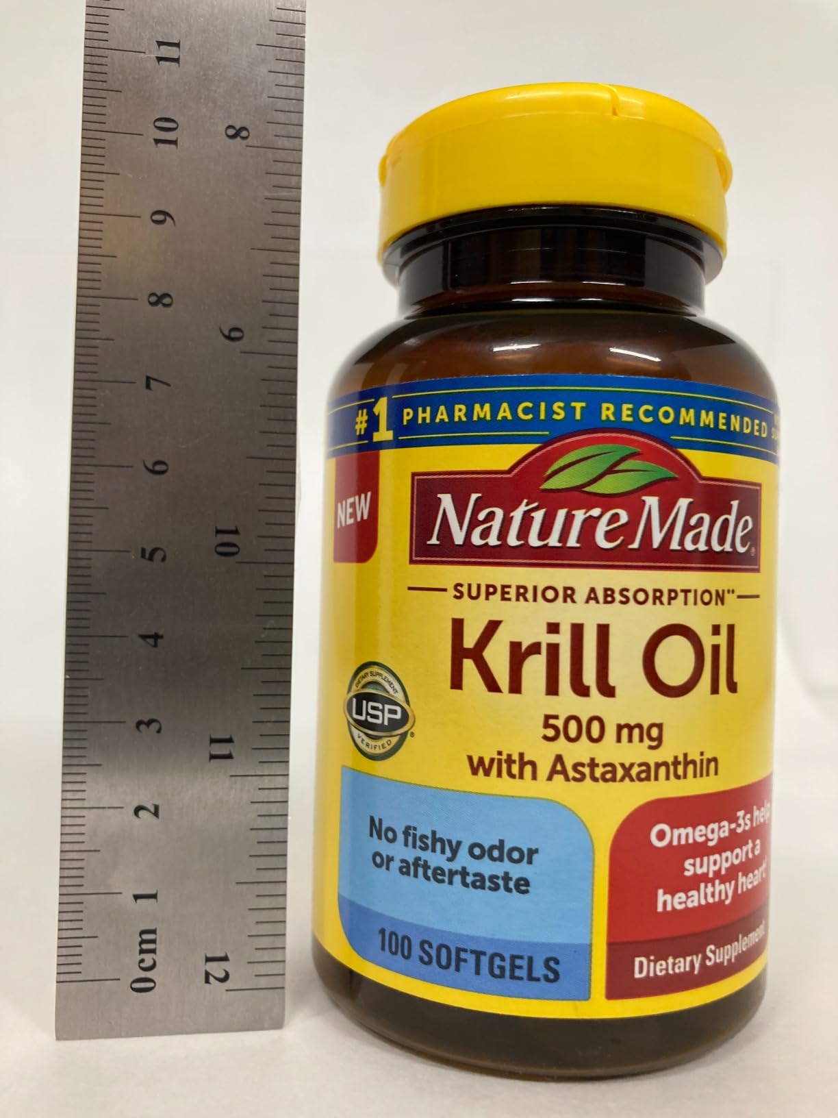 Nature Made Superior Absorption Krill Oil 500mg with Astaxanthin and Phospholipids, Omega 3 for Heart Health Support, Antarctic Krill Oil Supplement, 100 Softgels, 100 Day Supply customer photo 1
