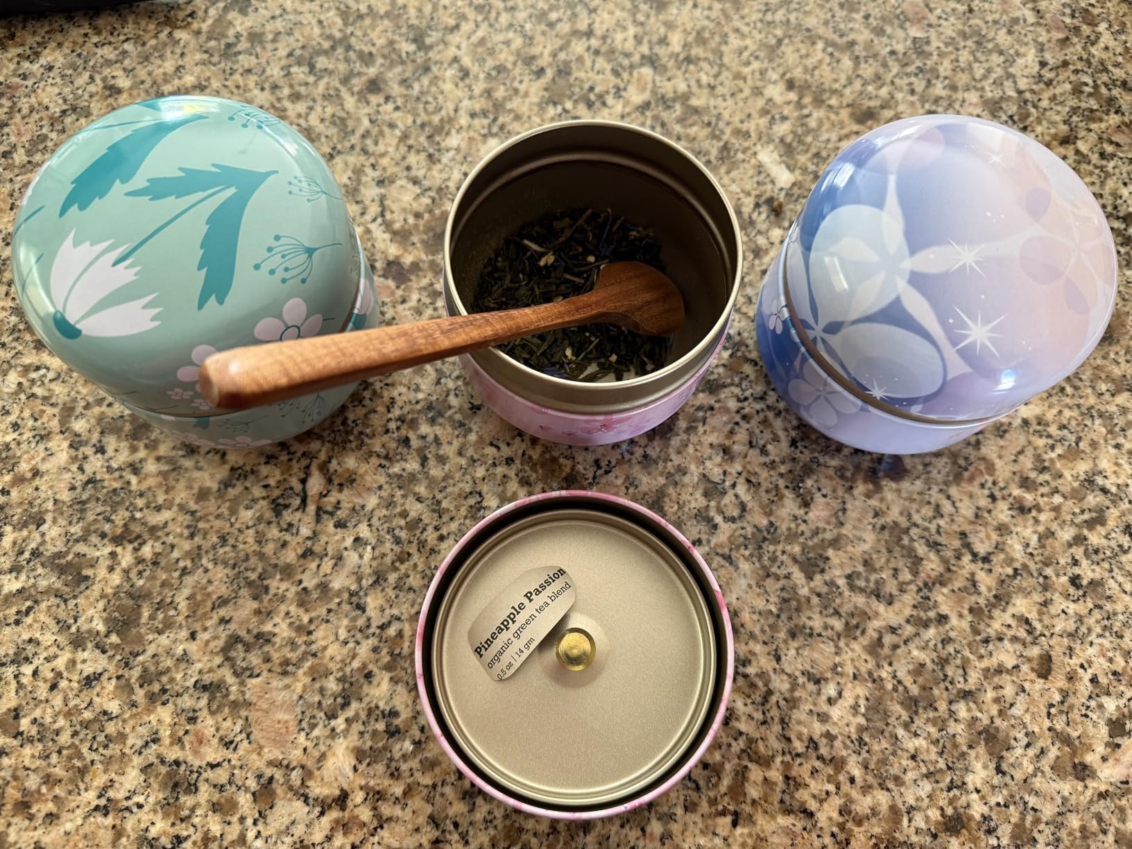 HAN SHENG 6 Pcs Airtight Tea Storage Tins 10 OZ, Vintage Style Food Containers for Loose Leaf Tea & Herbs, Coffee Beans, Spices, Sugar - Floral Embossed Design customer photo 1