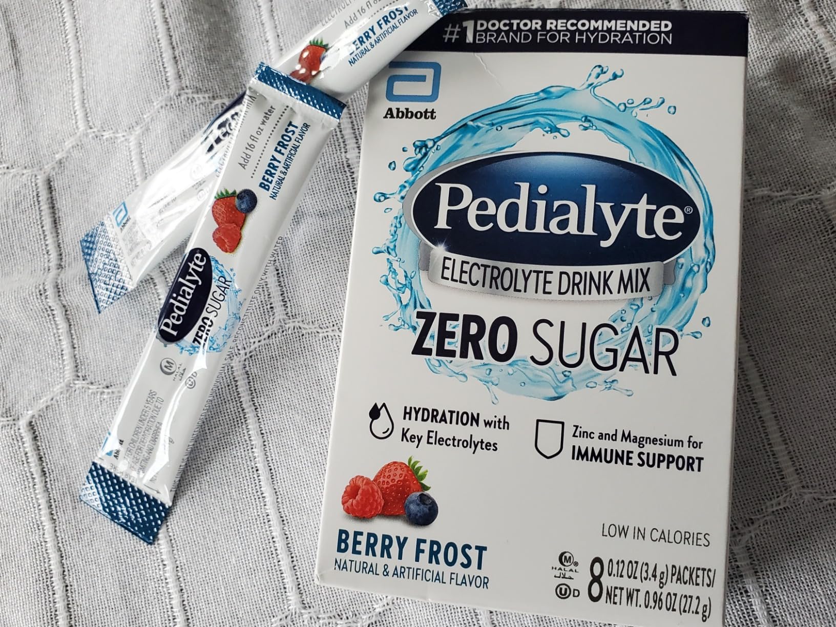 Pedialyte Electrolyte Drink Mix With Zero Sugar | Hydration With Key Electrolytes | Great Hydration Low in Calories | Berry Frost, 8 Powder Packets customer photo 1
