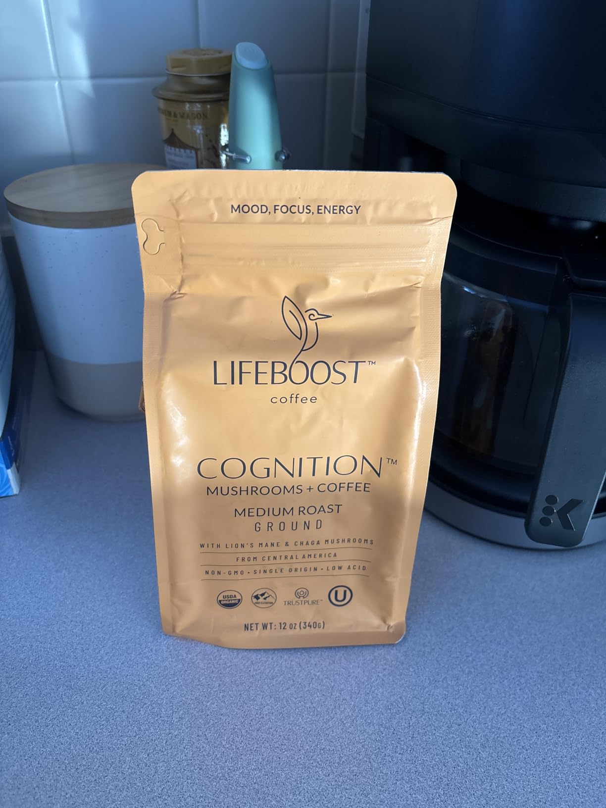 Lifeboost Cognition Adaptogenic Mushroom Coffee - Great Tasting Organic Lions Mane & Chaga Medium Roast Nootropic Coffee - Increase Energy, Boost Focus & Immune Support - 12 oz Bag - Ground customer photo 1