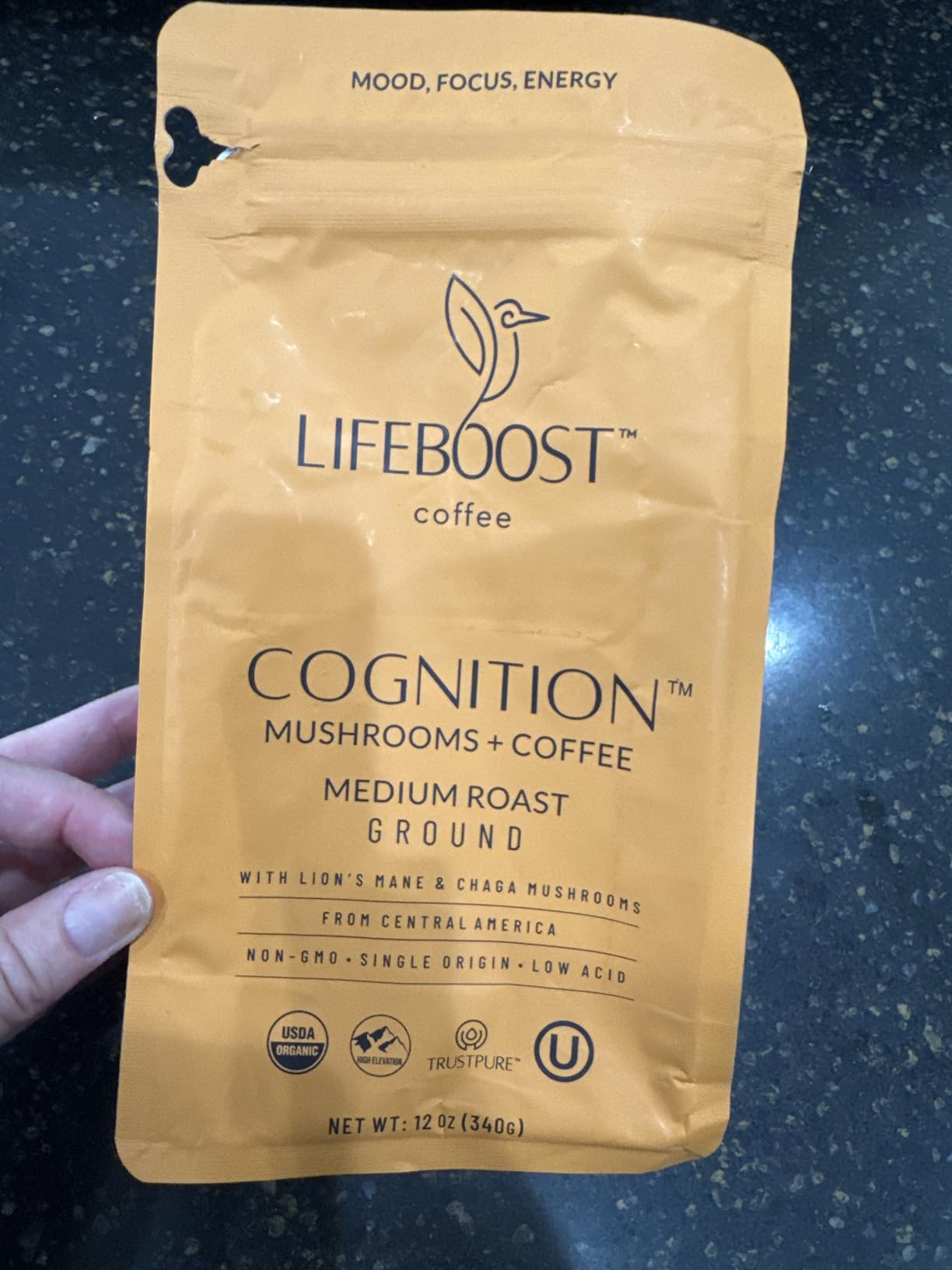 Lifeboost Cognition Adaptogenic Mushroom Coffee - Great Tasting Organic Lions Mane & Chaga Medium Roast Nootropic Coffee - Increase Energy, Boost Focus & Immune Support - 12 oz Bag - Ground customer photo 2