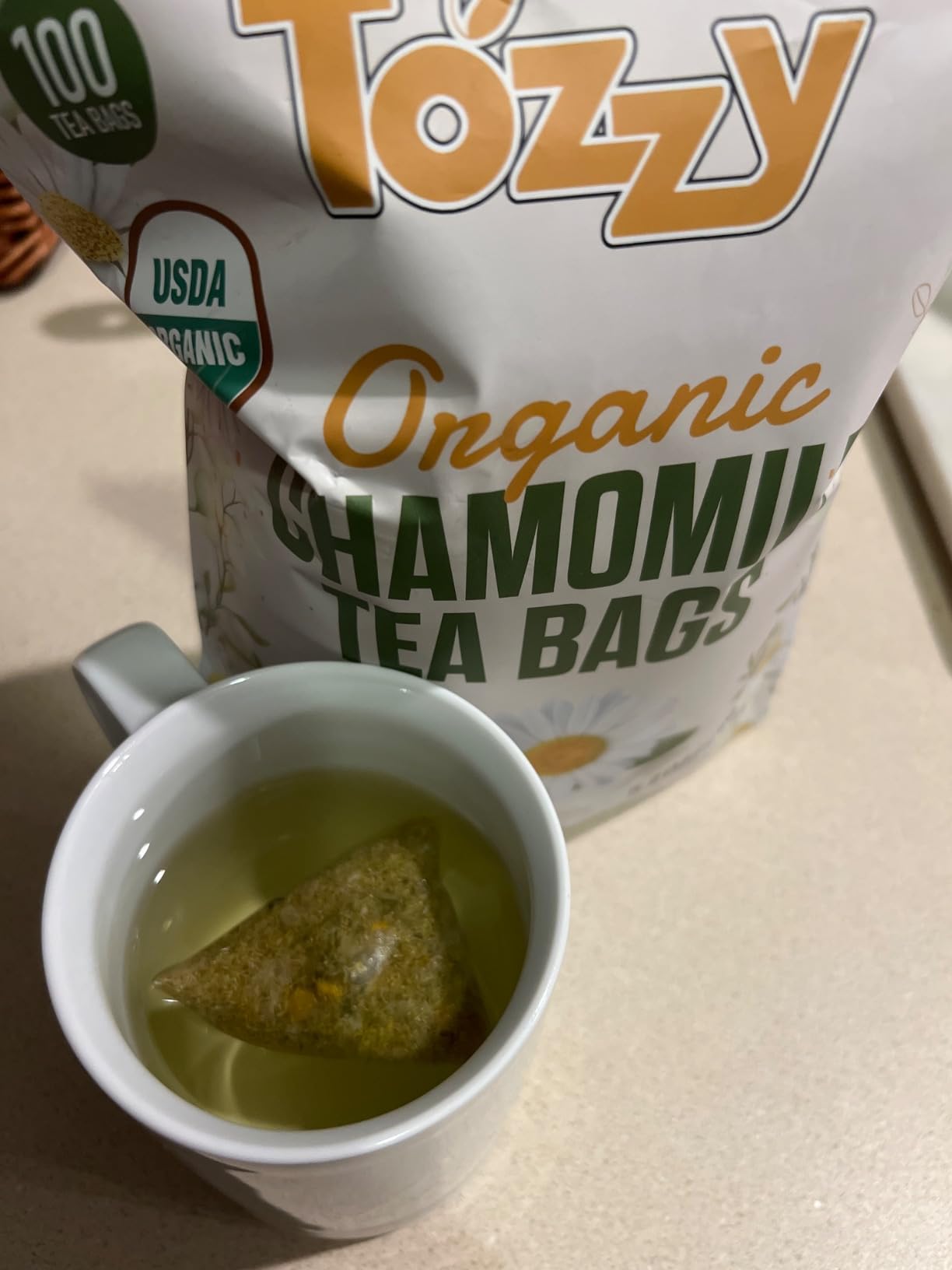 Tozzy Organic Chamomile Tea - 100 Count, Plant-Based Pyramid Tea Bags - Packaging May Vary customer photo 2