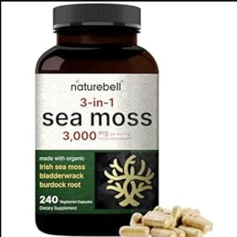 NatureBell 3-in-1 Sea Moss - 240 Vegetarian Capsules - Sea Moss Complex with Organic Bladderwrack & Organic Burdock Root - Healthy Digestion, Vitality & Immune Support customer photo 1