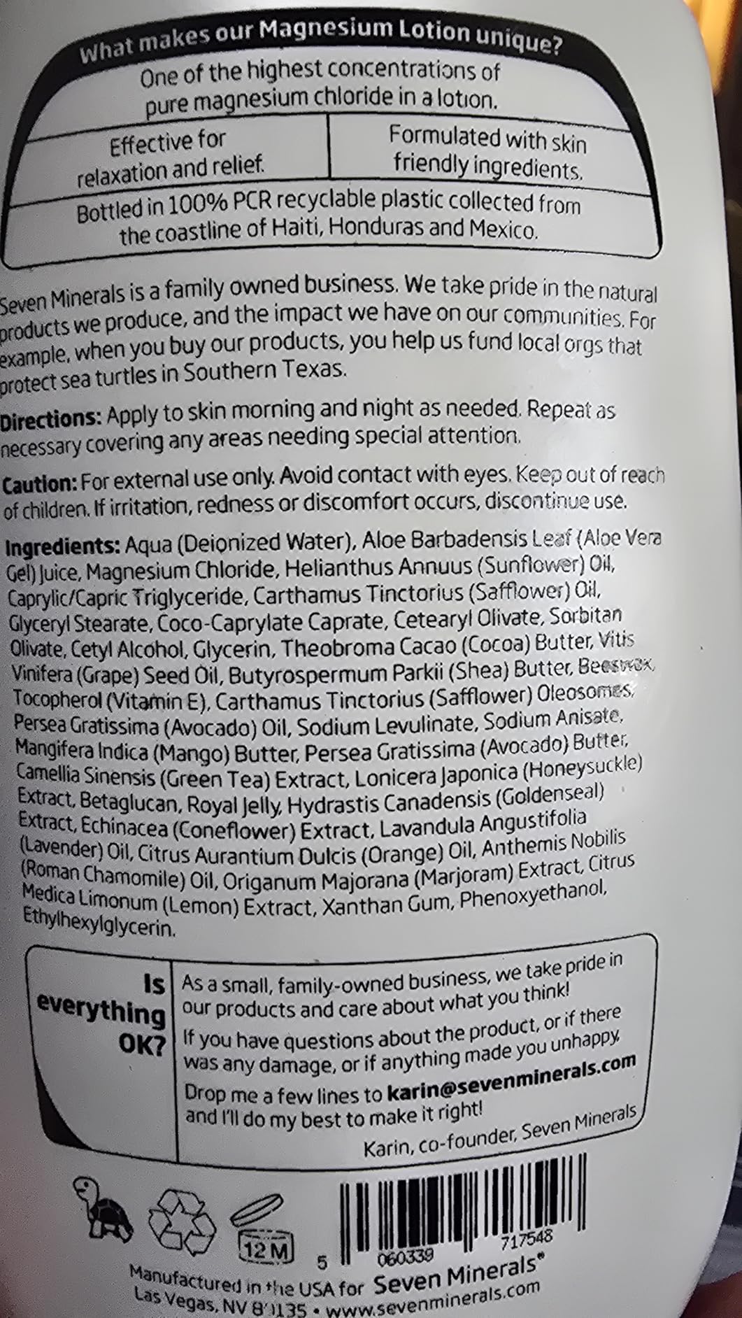 Seven Minerals Magnesium Lotion for Sleep, Soothing Relief & Relaxation - Highly Concentrated Magnesium for Better Sleep, Feet & Joint Care. Non-Greasy Lotion with Skin Friendly Ingredients - 8 fl oz customer photo 1