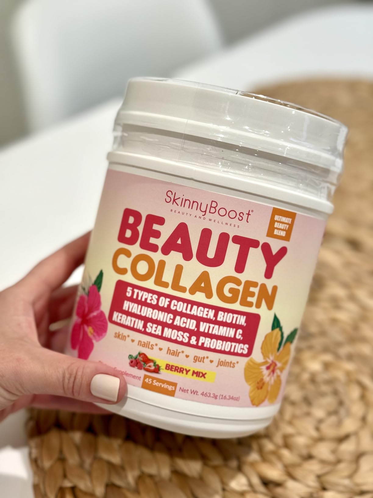 Beauty Collagen Powder-5 Types of Hydrolyzed Collagen, Sea Moss, Biotin, Keratin, Hyaluronic Acid, Vitamin C and Probiotics-Hair, Skin, Nails- All Natural, Made in USA-45 Servings- Mixed Berry customer photo 2