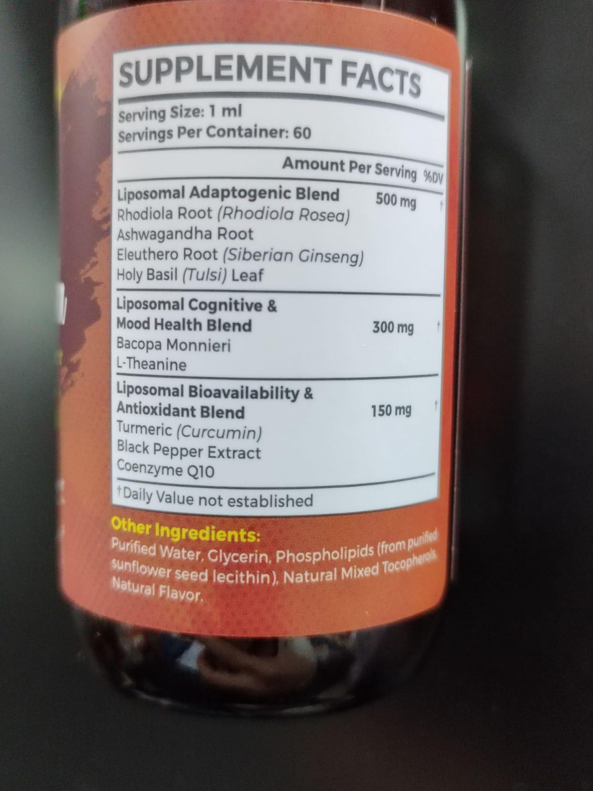 500 MG Liposomal Active Rhodiola Rosea Supplement with Ashwagandha, Liquid for High Absorption, Rhodiola Rosea Root Extract Tincture for Energy, Stress, Mood, Vegan, Sugar & Gluten-Free, 60 ml customer photo 1