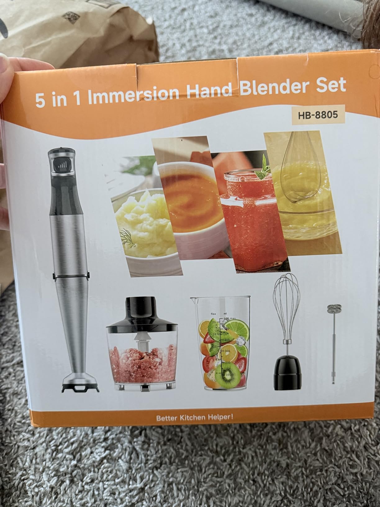 Turelar Immersion Blender Handheld Corded Hand Blenders Set 1100W, Trigger Variable Speed 5 in 1 Stick Emulsifier with Chopper, Whisk and Frother for Soup, Baby Food and Smoothies, Black customer photo 2