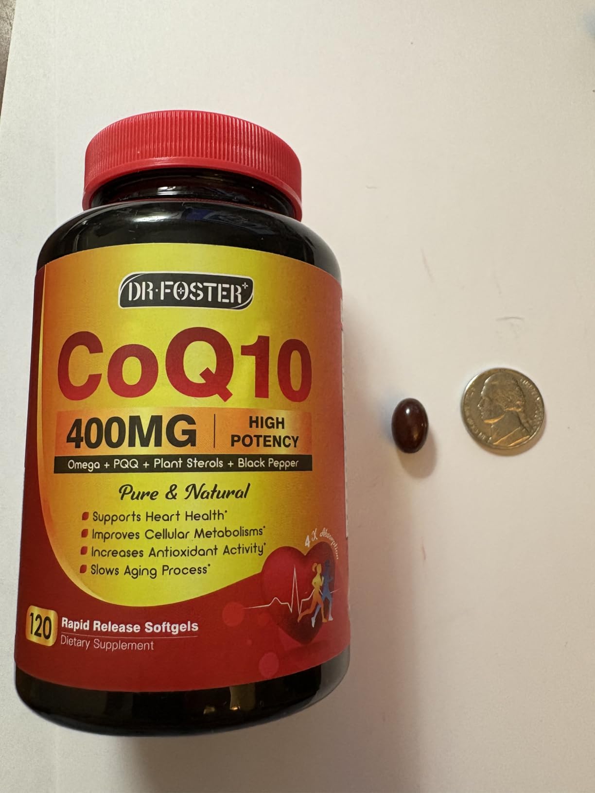 DRFOSTER CoQ10 400mg Softgels - High Absorption Coenzyme Q10 with PQQ, Omega 3-6-9, Plant Sterols & Vitamin E, MCT & Black Pepper - Heart, Brain & Energy Support - Gluten-Free, 120 Days Supply customer photo 1