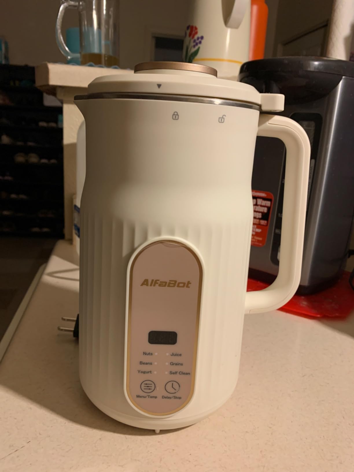 Nut Milk Maker - AlfaBot N2 Automatic Almond Milk Machine for Homemade Plant-Based Milk, Oat, Soy, Yogurt, 5 Modes/35OZ Big Capacity Soy Milk Maker with Delay Setting and Self Cleaning (White) customer photo 1
