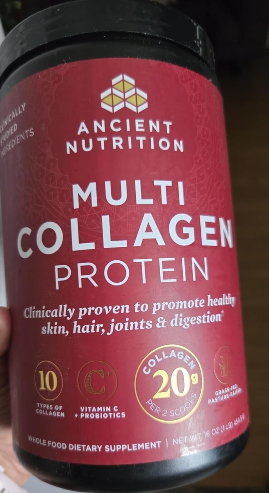 Ancient Nutrition Collagen Peptides Powder, Multi Collagen Protein, Women & Men, Vitamin C, Probiotics, Hydrolyzed Collagen, Supports Skin, Joints, Gut Health, Unflavored, 40 Servings customer photo 1