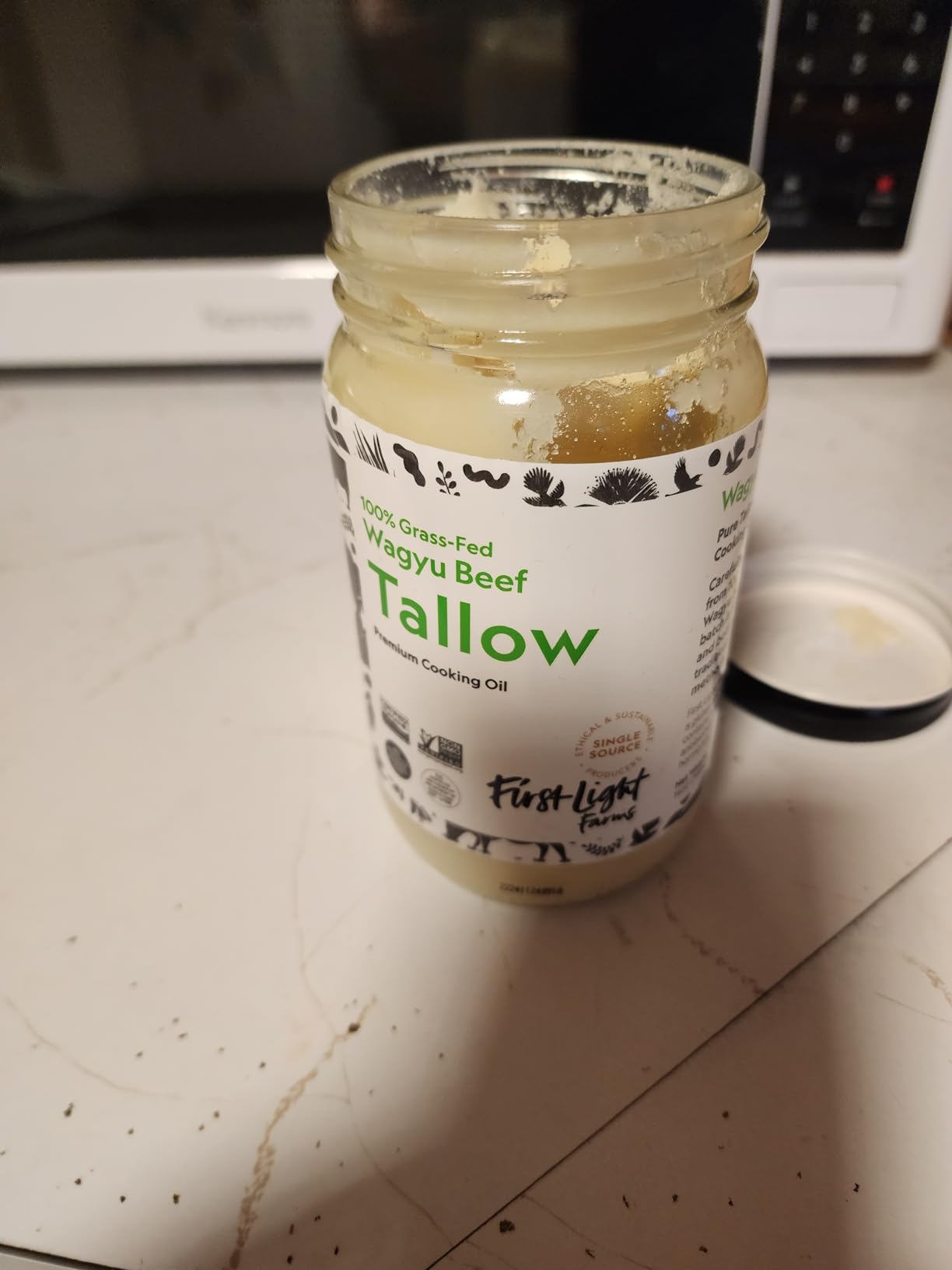 First Light Farms Wagyu Beef Tallow for Cooking | 100% Grass-Fed & Finished, 14oz Glass Jar | Certified Humane | Gluten-Free & Dairy-Free, Perfect for Keto, Whole30, and Carnivore Diet customer photo 1