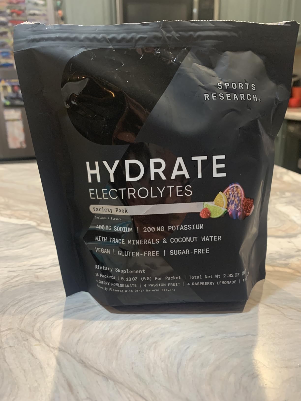 Sports Research Hydrate Electrolytes Powder Packets - Sugar-Free & Naturally Flavored with Vitamins, Minerals, and Coconut Water - Supports Hydration - 16 Packets - Variety Pack customer photo 2