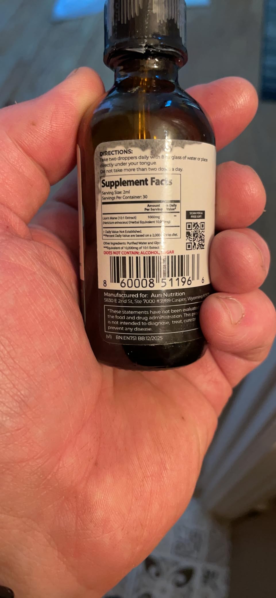 Auri Nutrition Lion's Mane Liquid Elixir - Brain Supplements for Memory and Focus with Functional Mushrooms - Lions Mane Supplement, Full Spectrum Lion's Mane Extract - No GMO, Vegan Mushroom Tincture customer photo 2
