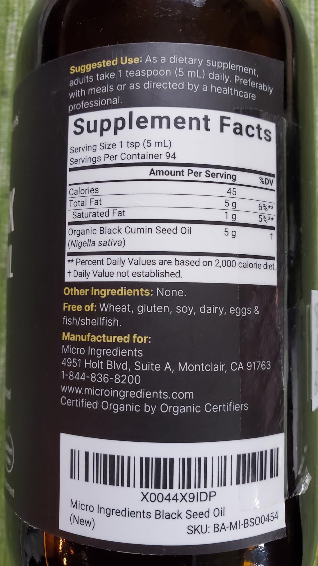 Micro Ingredients Black Seed Oil Organic Cold Pressed, 16 fl oz - Rich in Thymoquinone & Omega 3 6 9 - Unrefined from Nigella Sativa Seeds - Immune, Hair & Skin Support - Non-GMO - 3 Months Supply customer photo 1