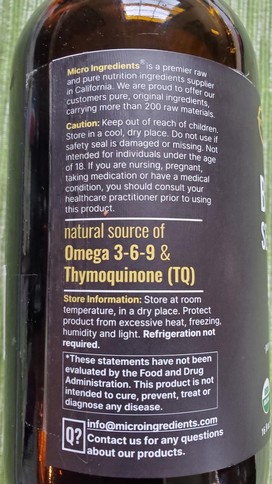 Micro Ingredients Black Seed Oil Organic Cold Pressed, 16 fl oz - Rich in Thymoquinone & Omega 3 6 9 - Unrefined from Nigella Sativa Seeds - Immune, Hair & Skin Support - Non-GMO - 3 Months Supply customer photo 2