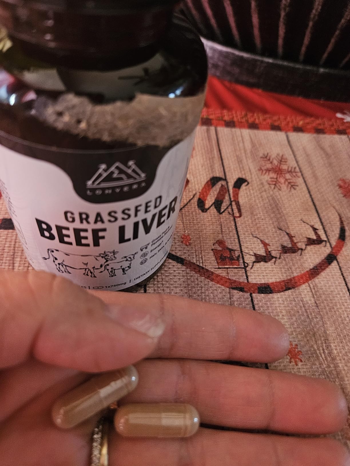 Lonvera Grass Fed Beef Liver Capsules for Women and Men - 3000mg Freeze Dried Desiccated Organs - Nutrient Source for Joints, Bones, Hair, Skin, Nails & Daily Energy - 120 Pasture-Raised Capsules customer photo 1