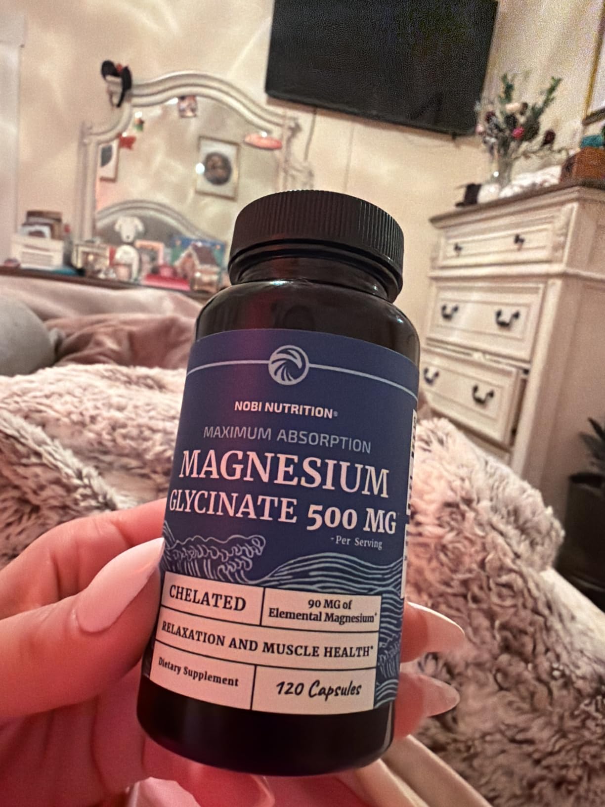Magnesium Glycinate 500mg | High Absorption | Sleep, Muscle, Bone, Heart Health & Relaxation Support for Women & Men | Chelated Mag Glycinate | Magnesium Supplement | Vegan & Non-GMO | 120 Capsules customer photo 2