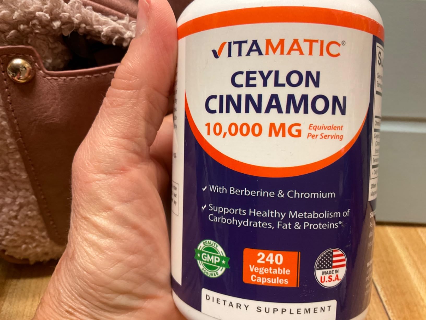 Vitamatic Ceylon Cinnamon & Berberine with Chromium - Plant-Based Botanical Extract - Vegetable Capsules - Non-GMO, Gluten-Free - Concentrated Herbal Supplement - 240 Capsules customer photo 2