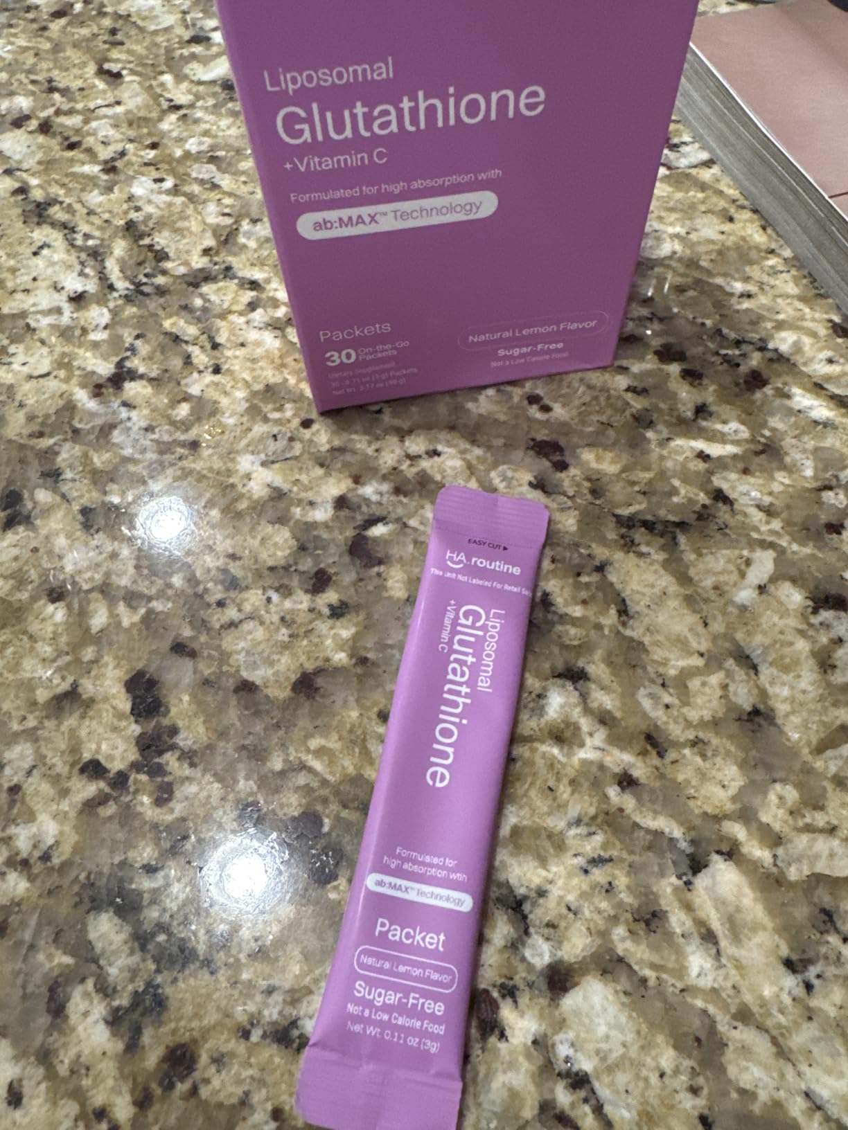 Haroutine Liposomal Glutathione Powder, 125 mg L-Glutathione + 100 mg Vitamin C, Sugar-Free Lemon Packets, Antioxidant Support for Skin, Beauty & Detox Support, 30 Count customer photo 1