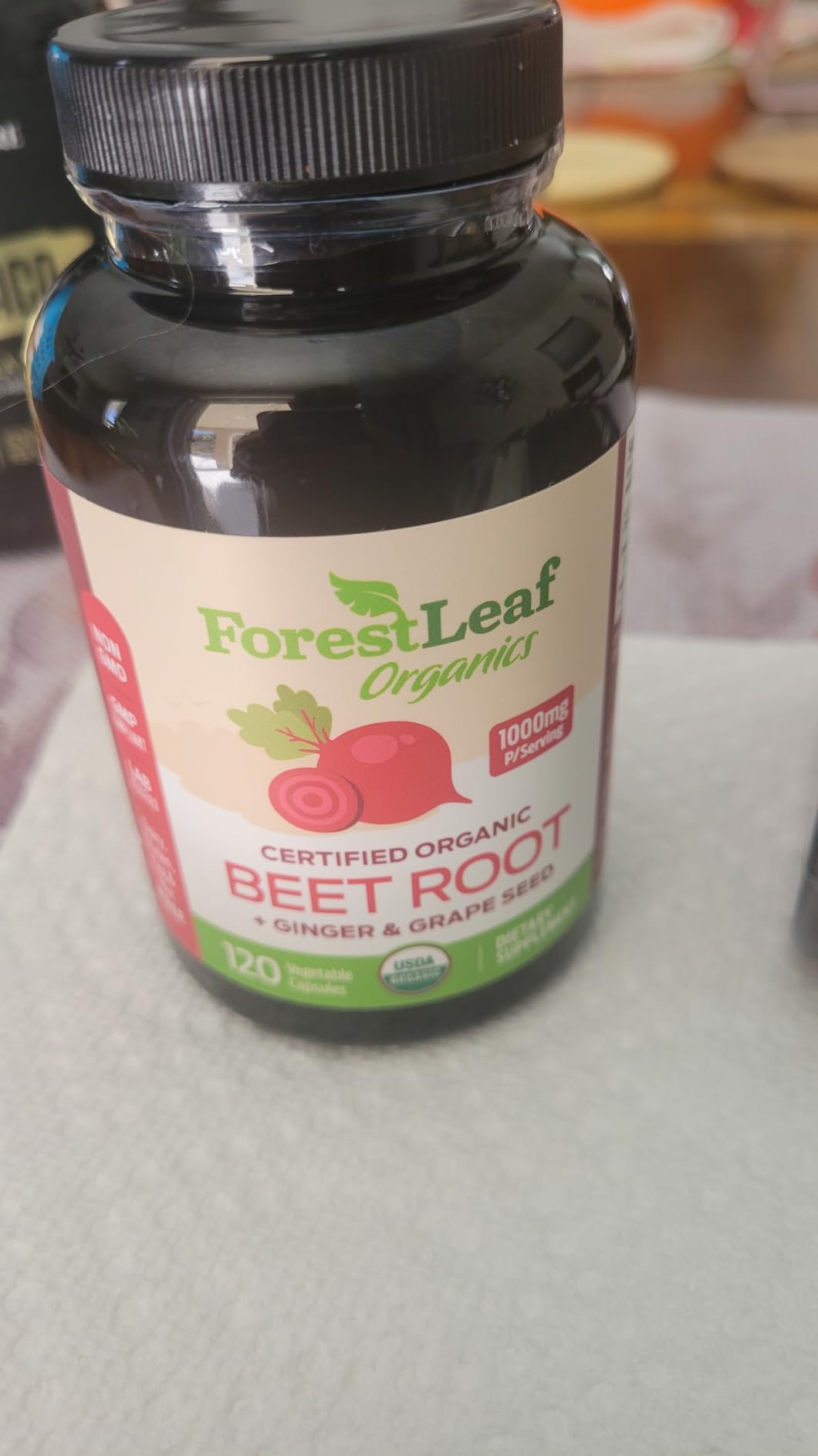 ForestLeaf USDA Organic Beet Root Capsules - Beetroot Supplement 1000mg 20:1 Extract w/Ginger Grape Seed - Support Blood Pressure, Nitric Oxide, Flow, Circulation - Made in USA - 120 Caps customer photo 1