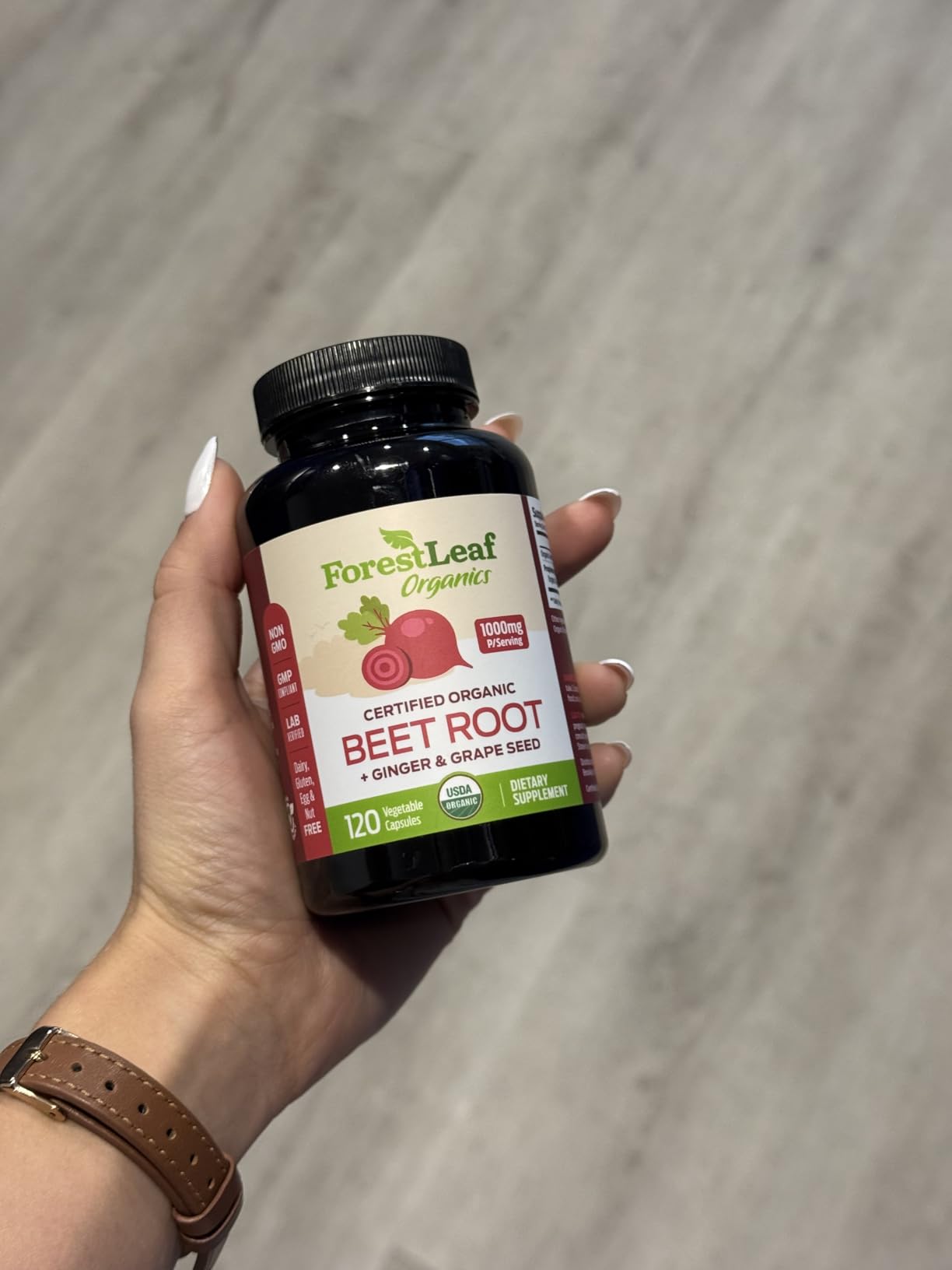 ForestLeaf USDA Organic Beet Root Capsules - Beetroot Supplement 1000mg 20:1 Extract w/Ginger Grape Seed - Support Blood Pressure, Nitric Oxide, Flow, Circulation - Made in USA - 120 Caps customer photo 2