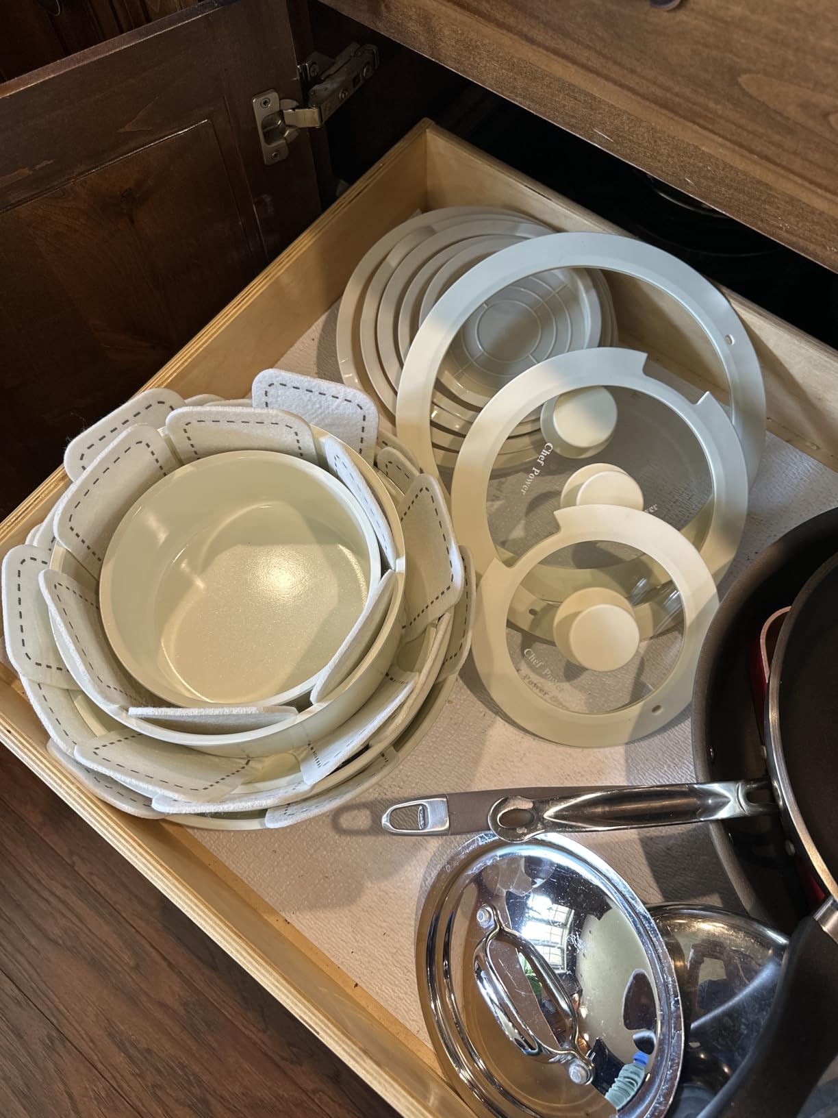Chef Power Ceramic Cookware Set Non Toxic with Detachable Handles, Healthy Nonstick Pans and Pots Set 19 Pcs, Induction Dishwasher Oven Safe Kitchen Set, PFAS PFOA & PTFE Free, Cream White customer photo 2