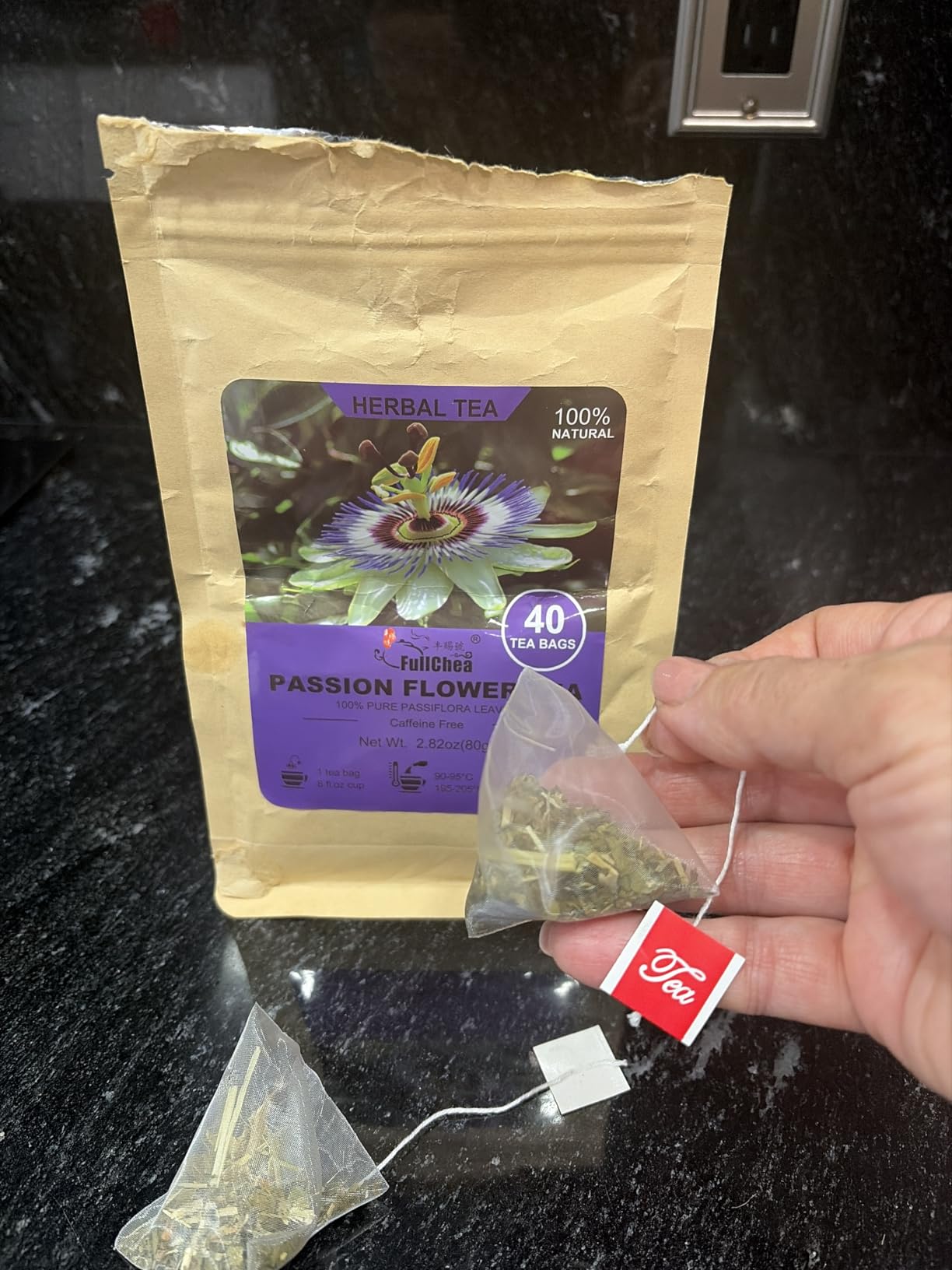 FullChea - Passion Flower Tea bags, 40 Teabags - Natural Passionflower Leaf Herbal Tea for Relaxation - Te De Pasiflora - Non-GMO - Caffeine-free - Support Better Sleep customer photo 1