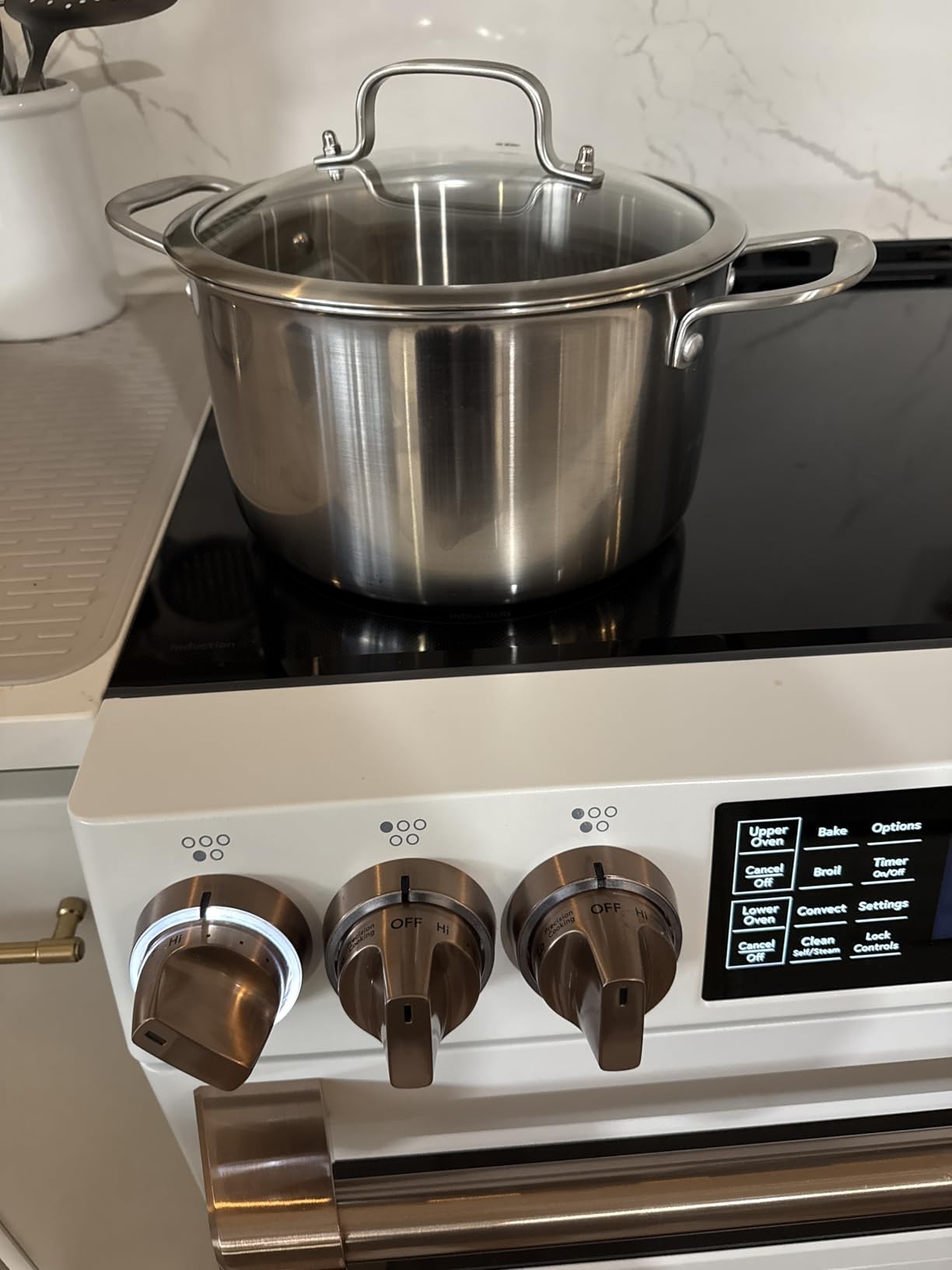 DELARLO Tri-ply Stainless Steel 20QT Stock Pot, Compatible with All Stoves Up to 600F, 18/10 Induction Big Cooking Pot with Lid, Fast & Even Heating, Durable Large Soup Pot customer photo 1