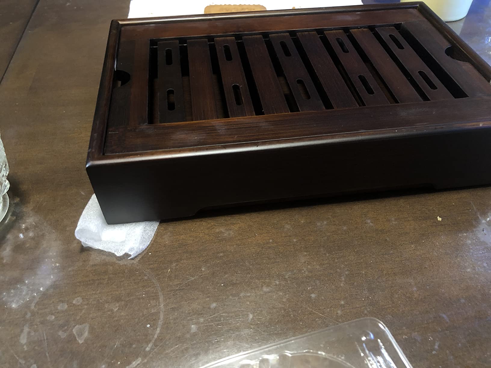 XL Size Bamboo Chinese Tea Tray - 15.6 x 10.9 inch Japanese Tea Serving Tray, Gongfu Tea Table Set with Reservoir Type Water Storage Box Kong Fu Tea Tray customer photo 2