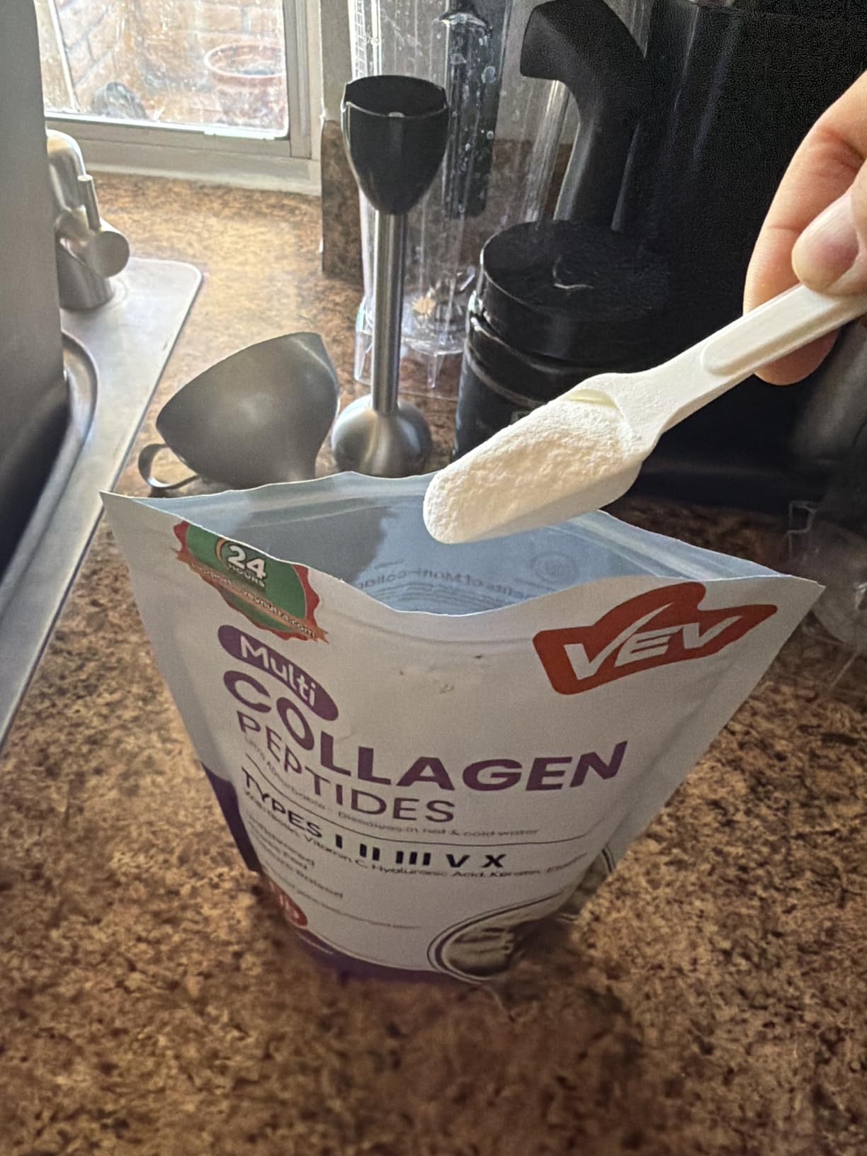 VEV Multi Collagen Peptides Powder, 16 oz (41 Servings) - Type I, II, III, V, X, Hydrolyzed Collagen, Hyaluronic Acid, Biotin, Vitamin C, Supports Skin, Unflavored, Dissolves Easily, Keto-Friendly customer photo 1