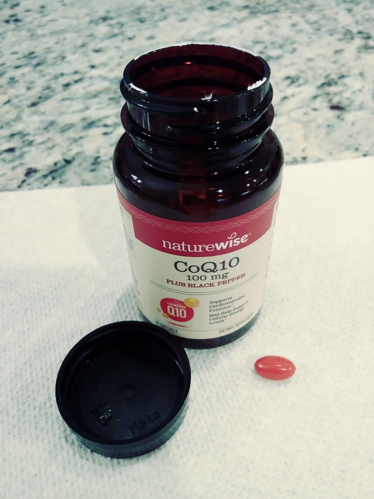 NatureWise CoQ10 100mg + Black Pepper Softgels - High Absorption Coenzyme Q10 + Black Pepper - Antioxidant for Heart Health + Cellular Energy - Vegan, Non-GMO, Gluten-Free - 30 Count customer photo 1