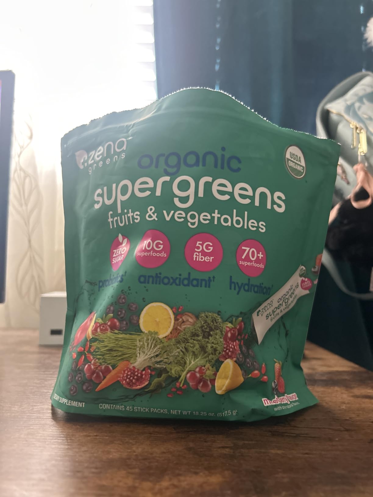 Zena Nutrition Organic Super Greens Powder, 70+ Superfoods, 0 Sugar, 3G Fiber, Spirulina, Chlorella, Antioxidants, Prebiotics/Probiotics, Digestive Enzymes, Mixed Berry, 30 Servings customer photo 1