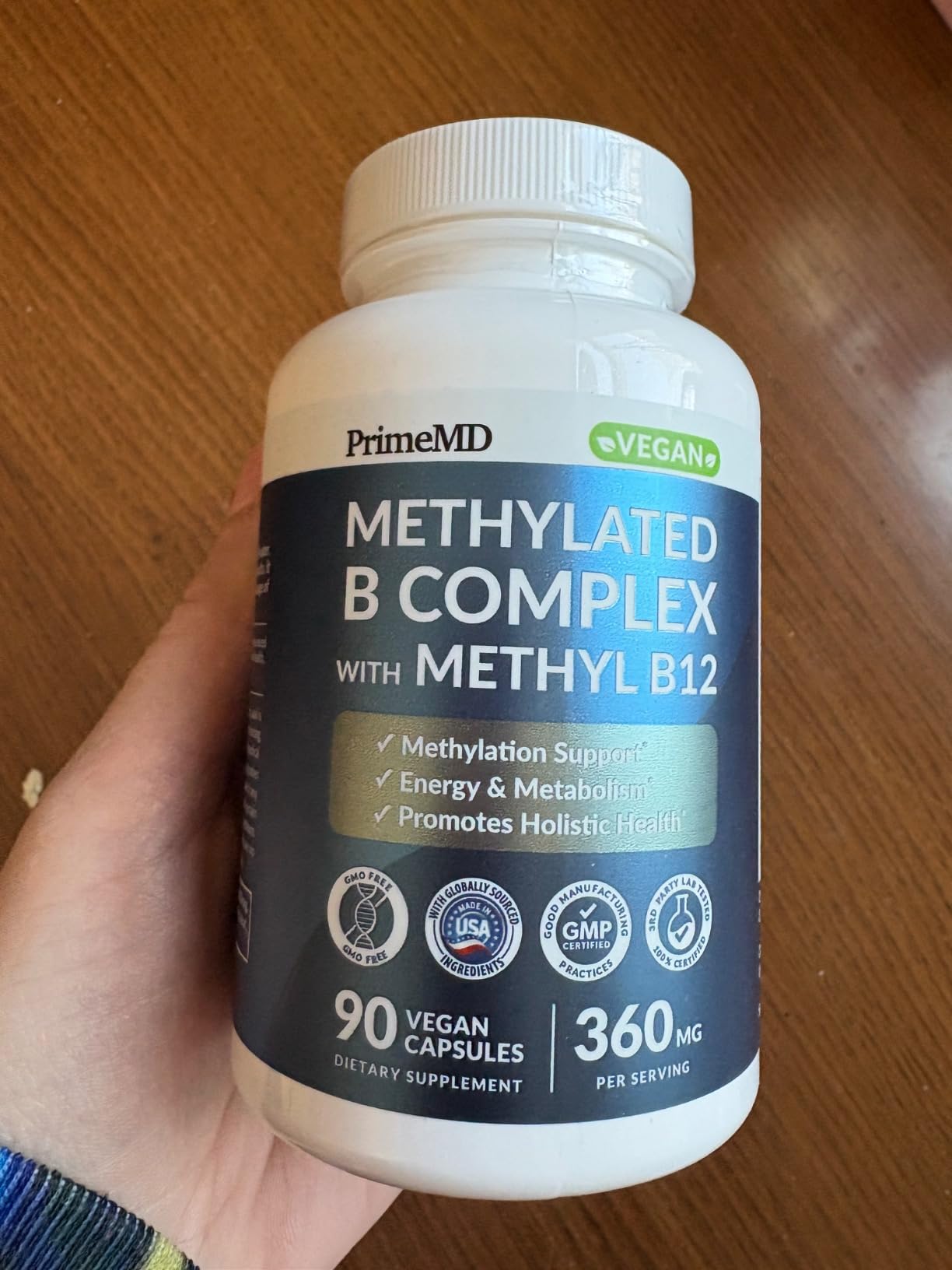 Methylated B Complex with Methylfolate and B12 Methylcobalamin 1000 mcg - Methylated Multivitamin for Energy, Brain Function, and Wellness - Vitamin B Complex for Men & Women (90 Servings) customer photo 2