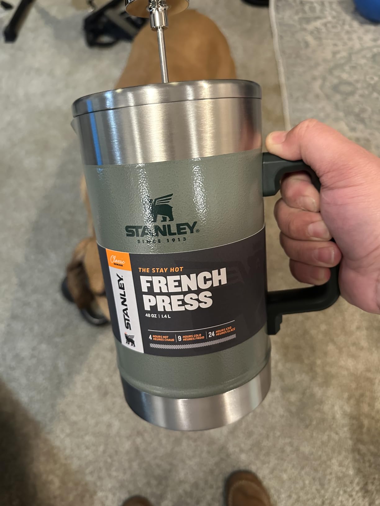 STANLEY Classic Stay-Hot French Press Coffee Maker 48 oz | 5 Minute Brew, 4 Hours Hot | Mesh Filter for Coffee Grounds | Insulated Stainless Steel French Press | BPA-Free | Black 2.0 customer photo 2