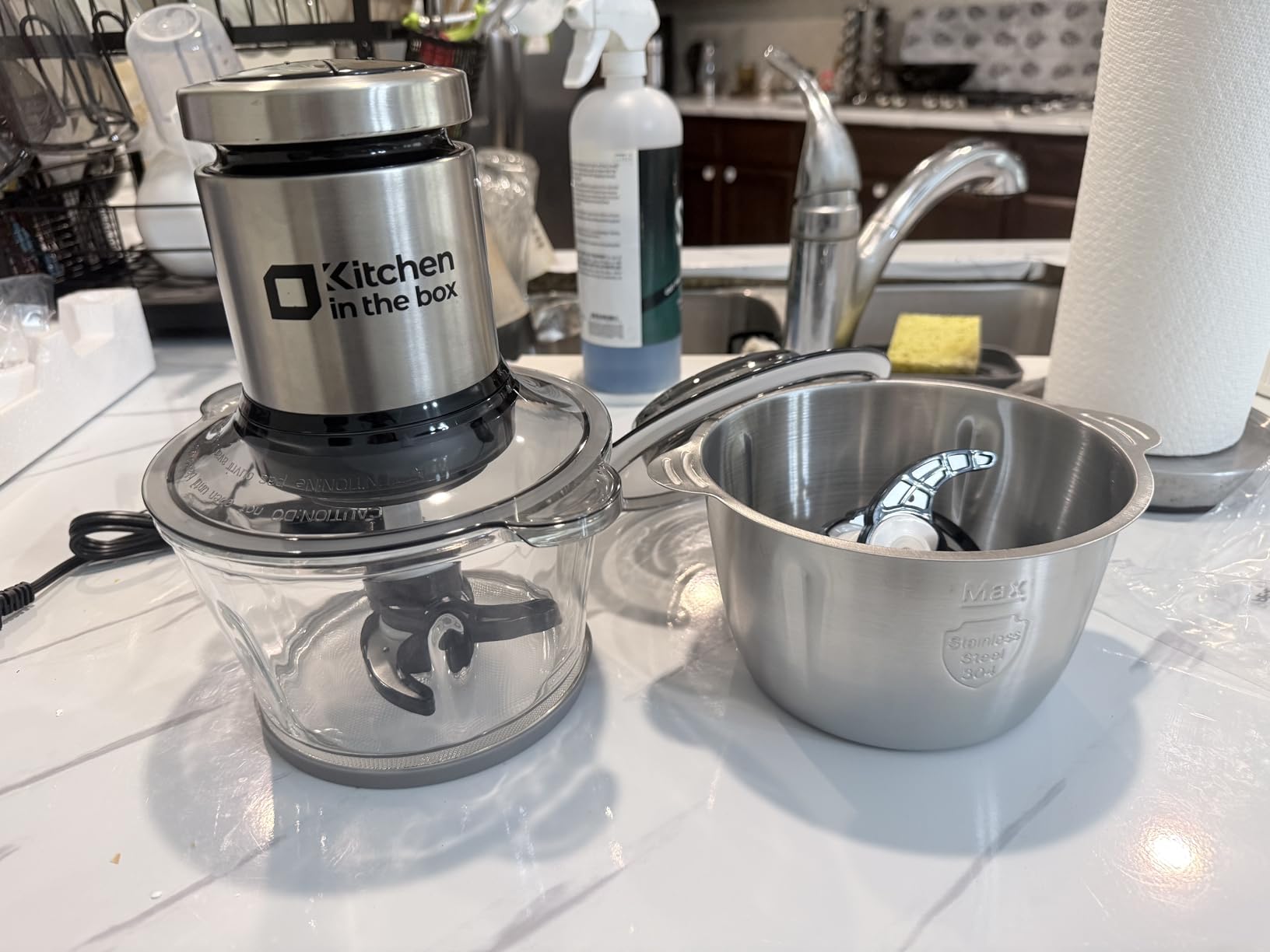 Kitchen in the box Mini Food Processor, Electric Meat Grinder & Food Chopper with 400W Powerful Veggie Chopper-One 3 Cup Bowl & S Blades for Meat/Fish/Vegetable/Baby Food customer photo 2