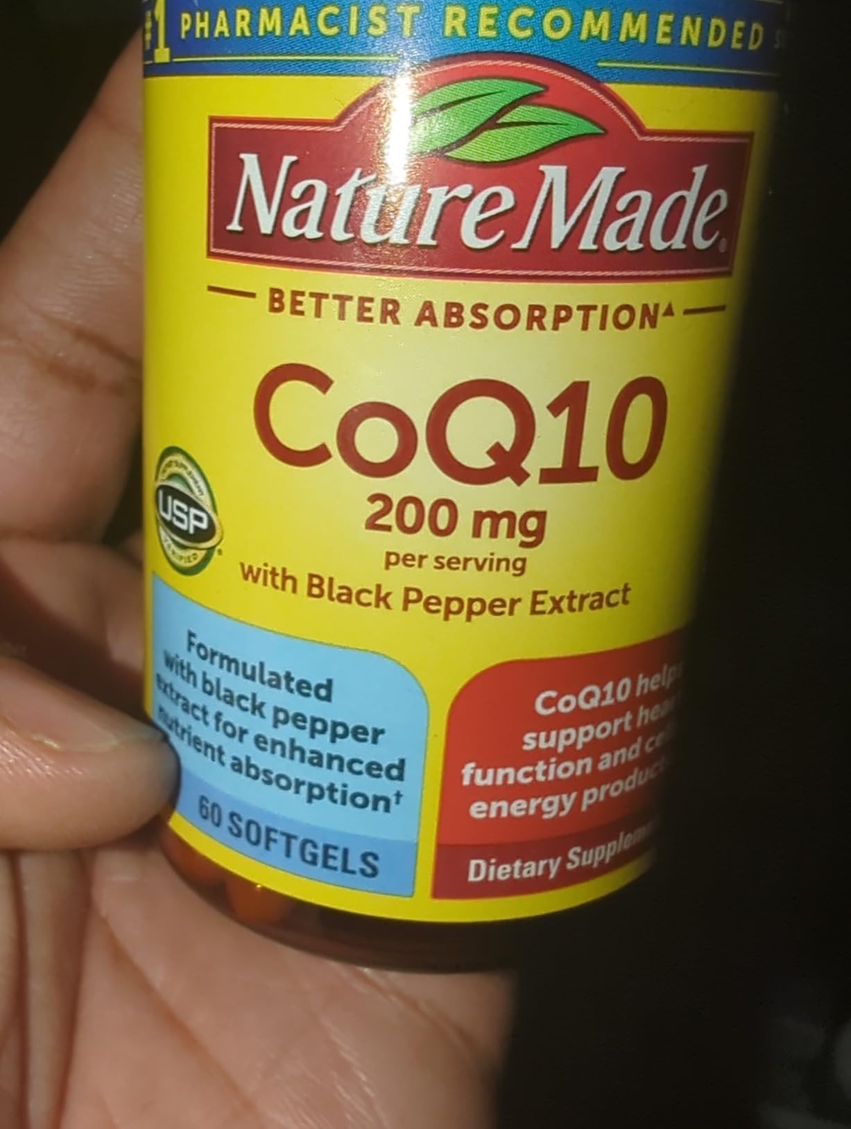 Nature Made CoQ10 200mg per Serving with Black Pepper Extract for Enhanced Nutrient Absorption, CoQ10 Supplement for Heart Health Support, 60 Softgels, 30 Day Supply customer photo 2