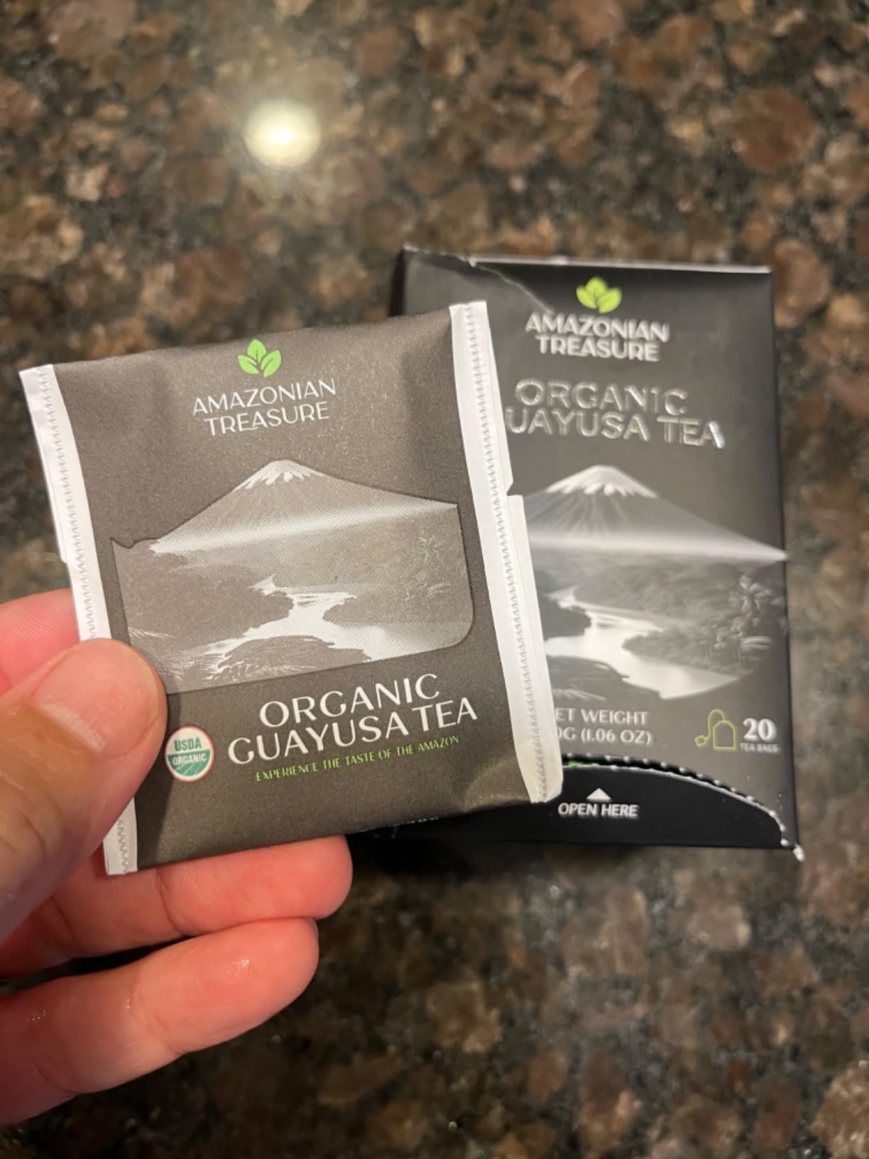 Amazonian Treasure, Organic Guayusa Tea Bags - 20 Count Box, Smooth Beverage Option, 50mg Caffeine Content, Premium Selection, Enhanced Experience Blend. customer photo 2