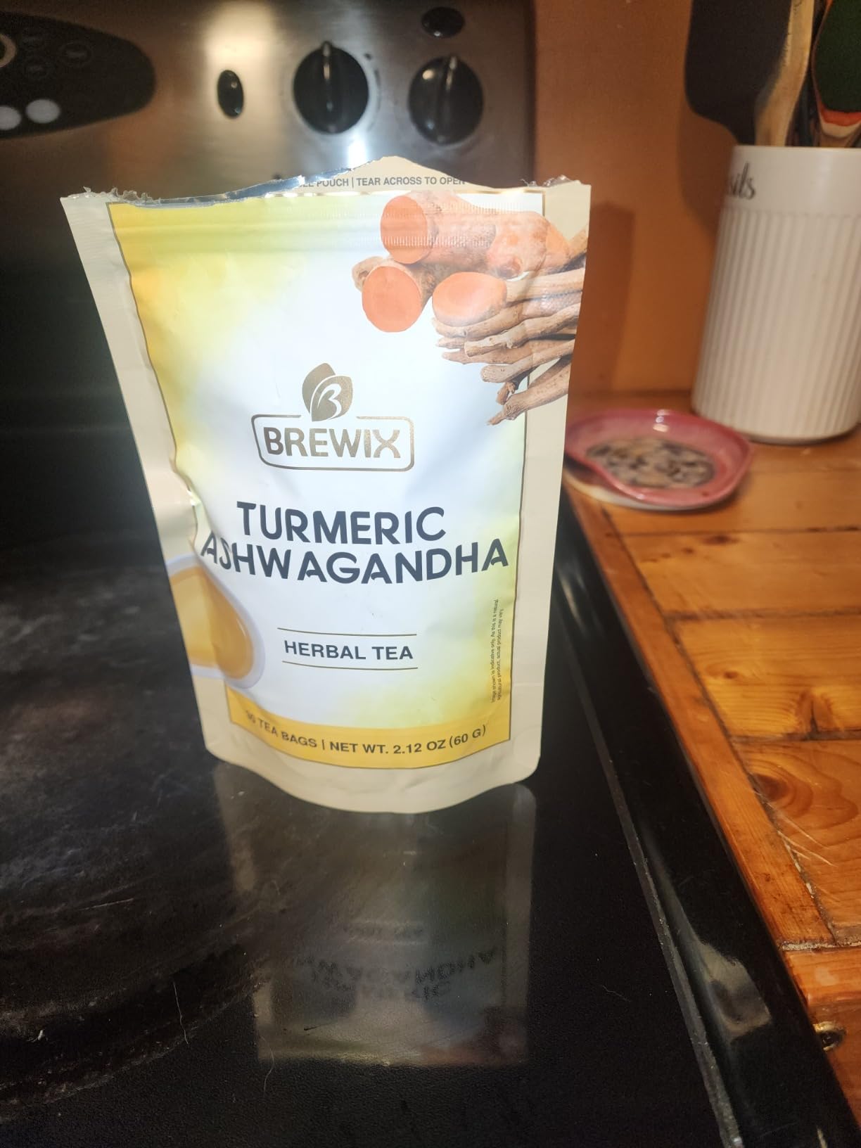 BREWIX, Turmeric Tea with Ashwagandha Root and Black Pepper (30 Plant Based Tea Bags) Caffeine-Free Herbal Blend customer photo 2