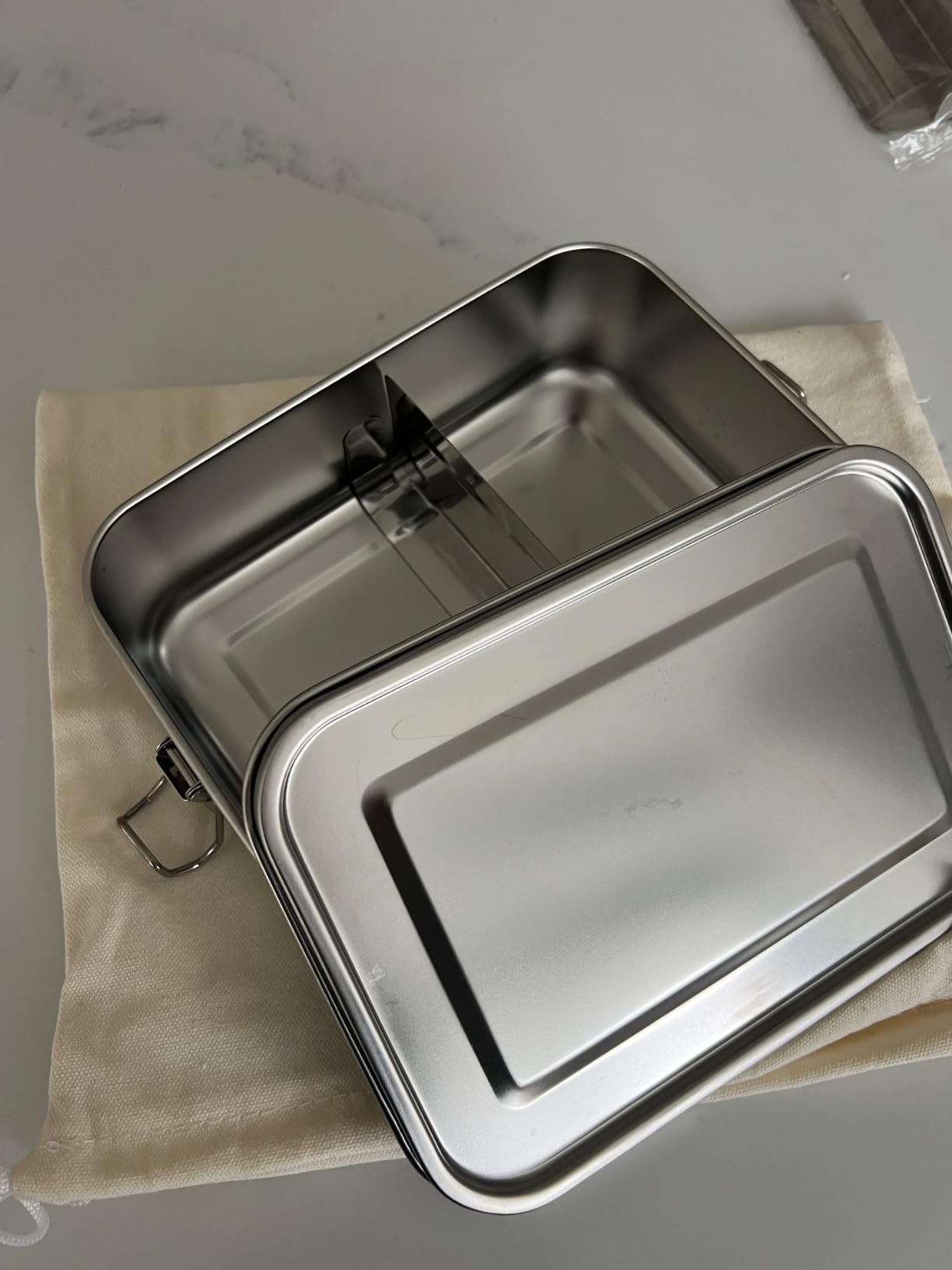 TeamFar Stainless Steel Bento Box, 28oz/850ML Small Metal Bento Lunch Box Container for Adults/Kids, for Home/School/Office/Travel, With 2 Removable Dividers, Leak-Proof & Dishwasher Safe customer photo 2