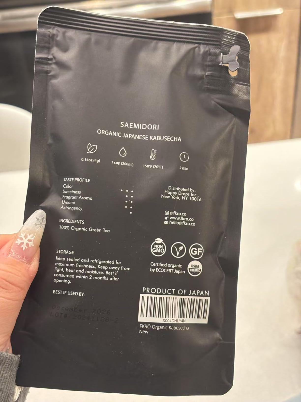 FKRO Organic Kabusecha | Premium Sencha | Japanese Shade-Grown Green Tea | First Harvest Saemidori Cultivar | Hand-Picked, Shaded for 10 Days | Umami Sweet Loose Leaf Green Tea (100g/3.5oz Pouch) customer photo 1