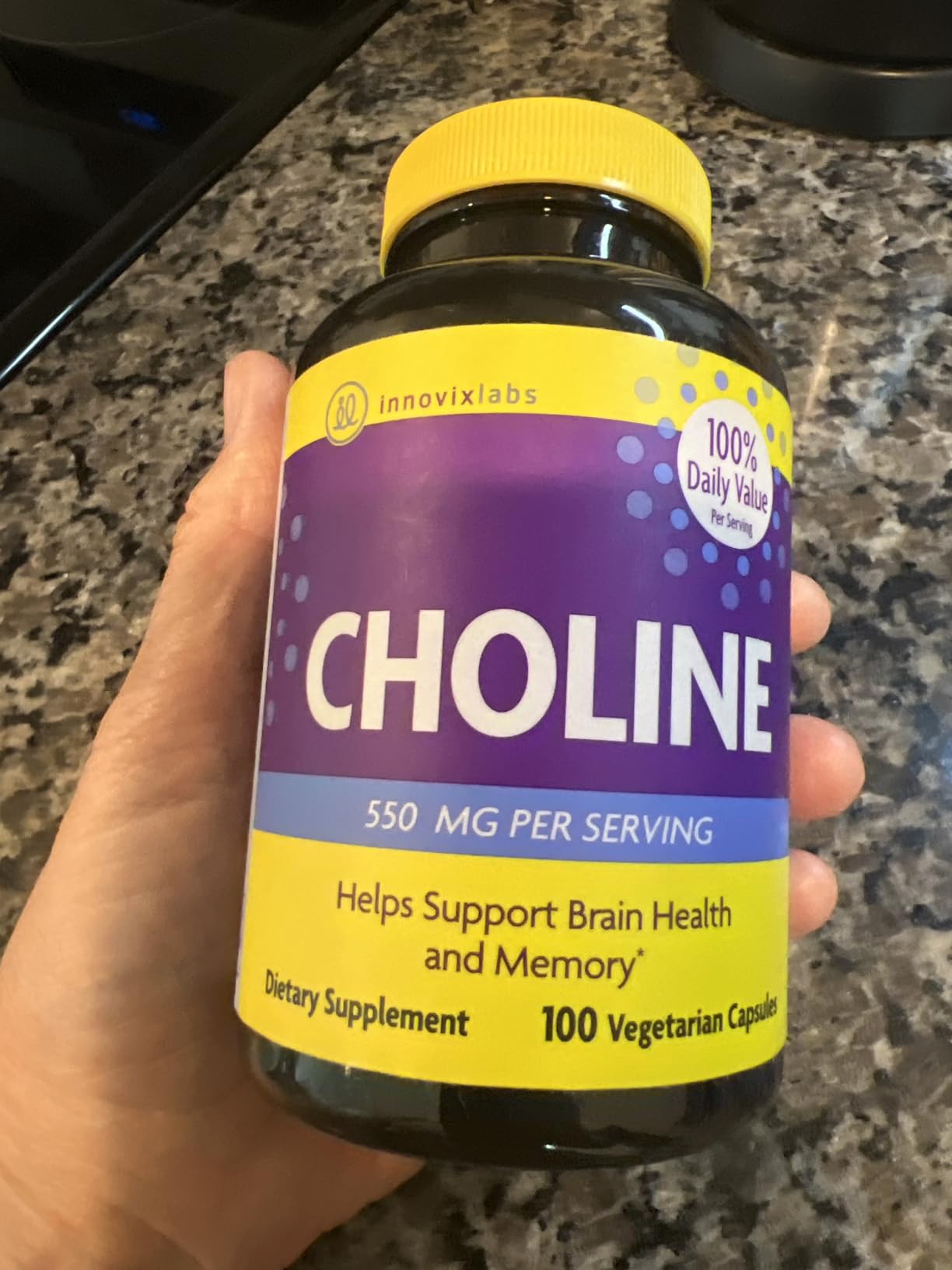 InnovixLabs Choline Supplement 550 mg, Pure Choline Bitartrate Brain Supplement for Memory and Focus, Supports Liver Function and Mental Clarity for Women and Men, Non-GMO, 50-Day Supply customer photo 2