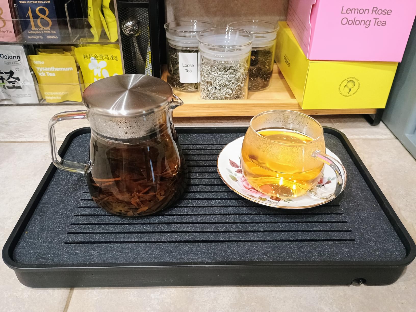 Zurucily Tea Tray, Kungfu Tea Serving Tray Tea Table Set with Water Storage Drainage (Black) customer photo 1